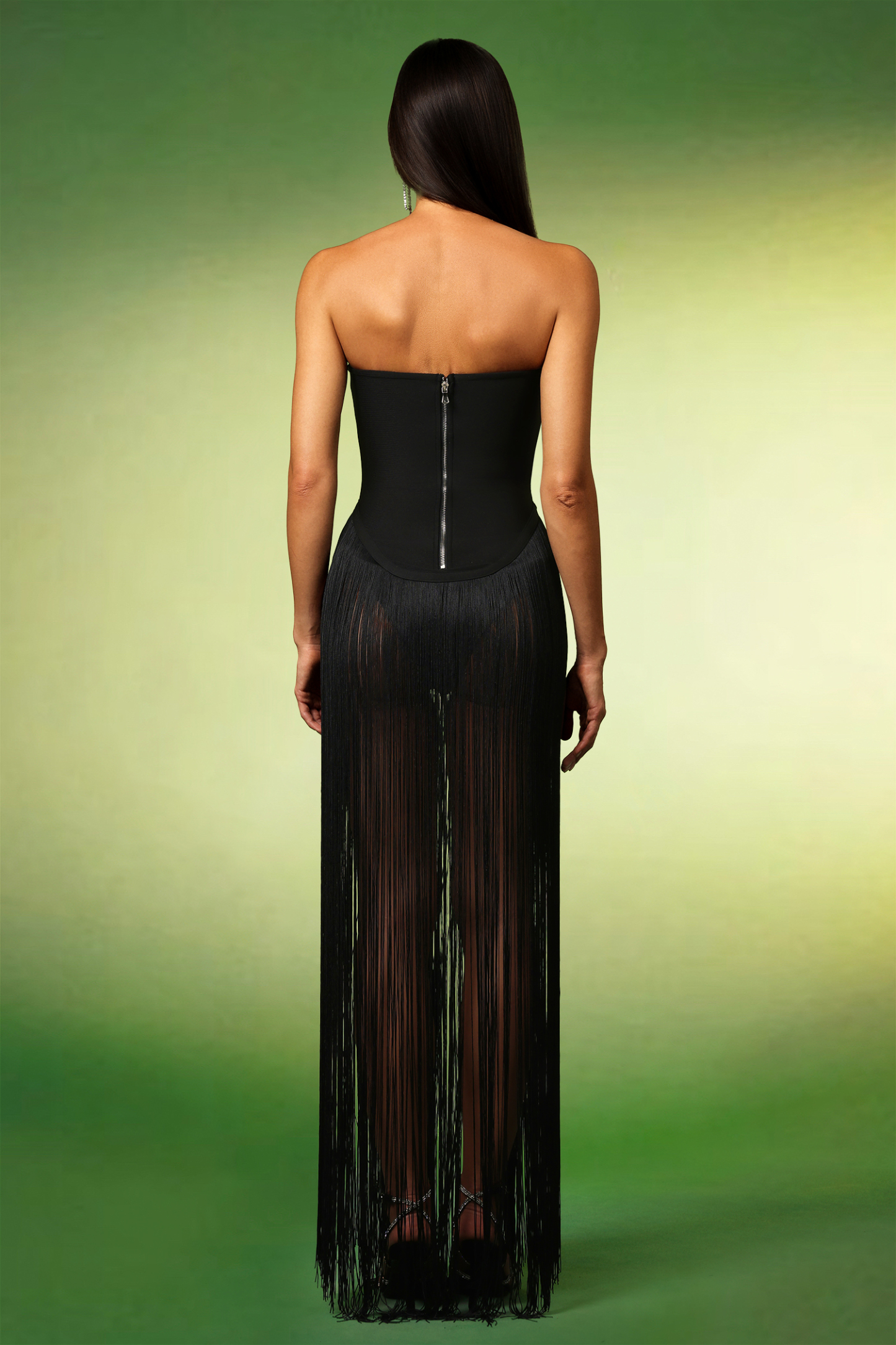 Erele Sleeveless Strapless Tassel Bandage Bodysuit