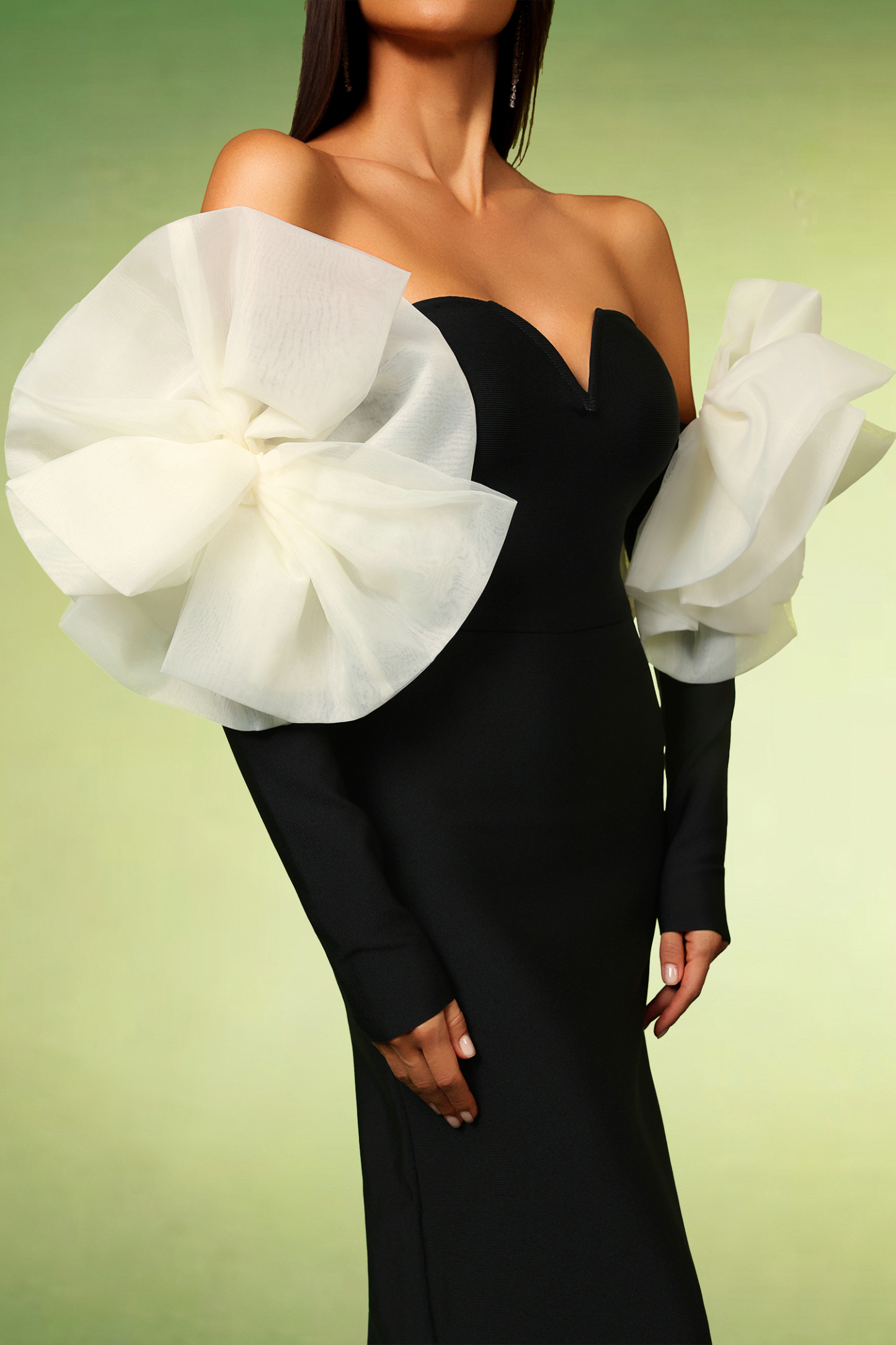 Felix Sleeveless V-Neck Pearl Off The Shoulder Bandage Maxi Dress