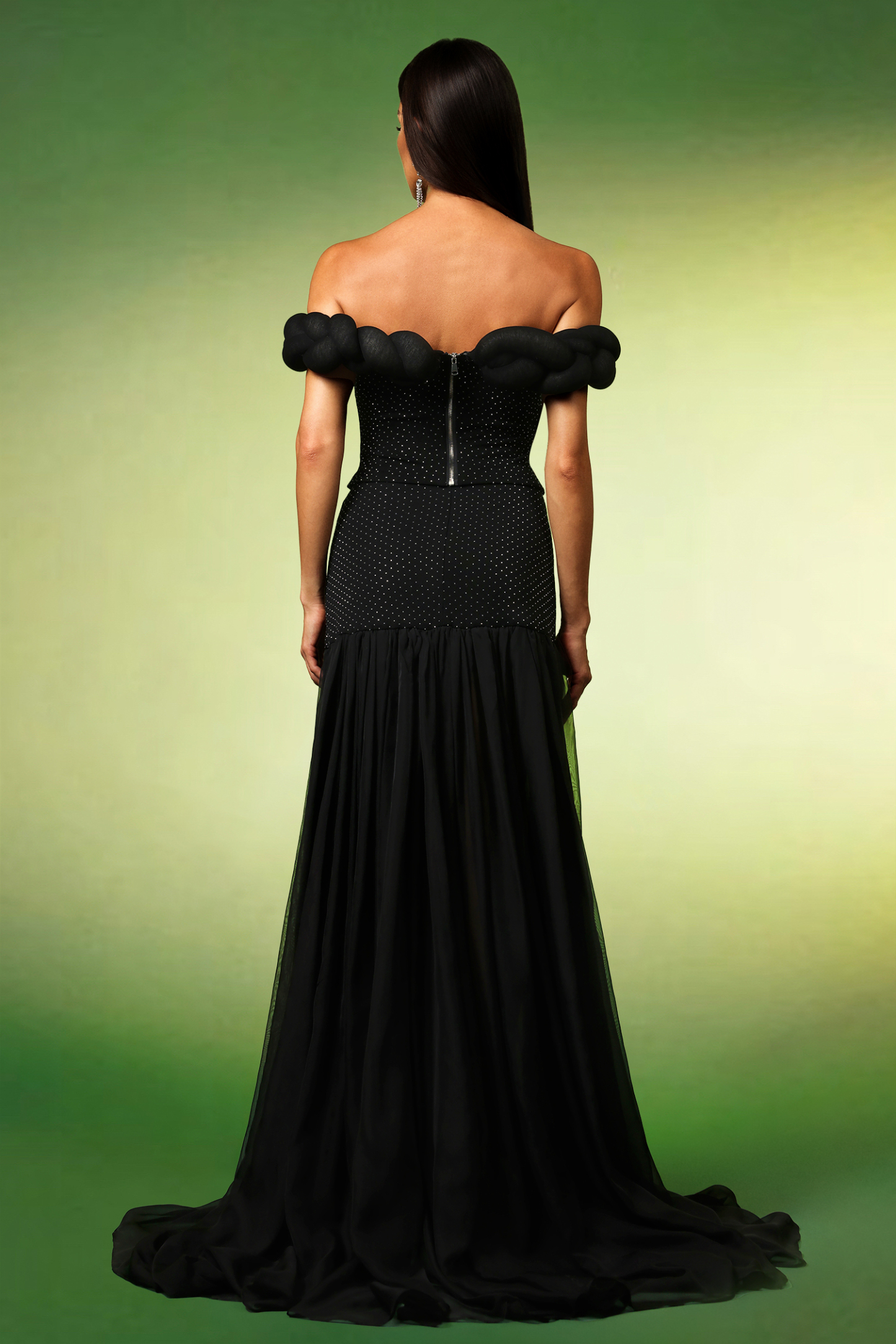 Yaen Off The Shoulder Sleeveless Diamond Maxi Two-Piece Set