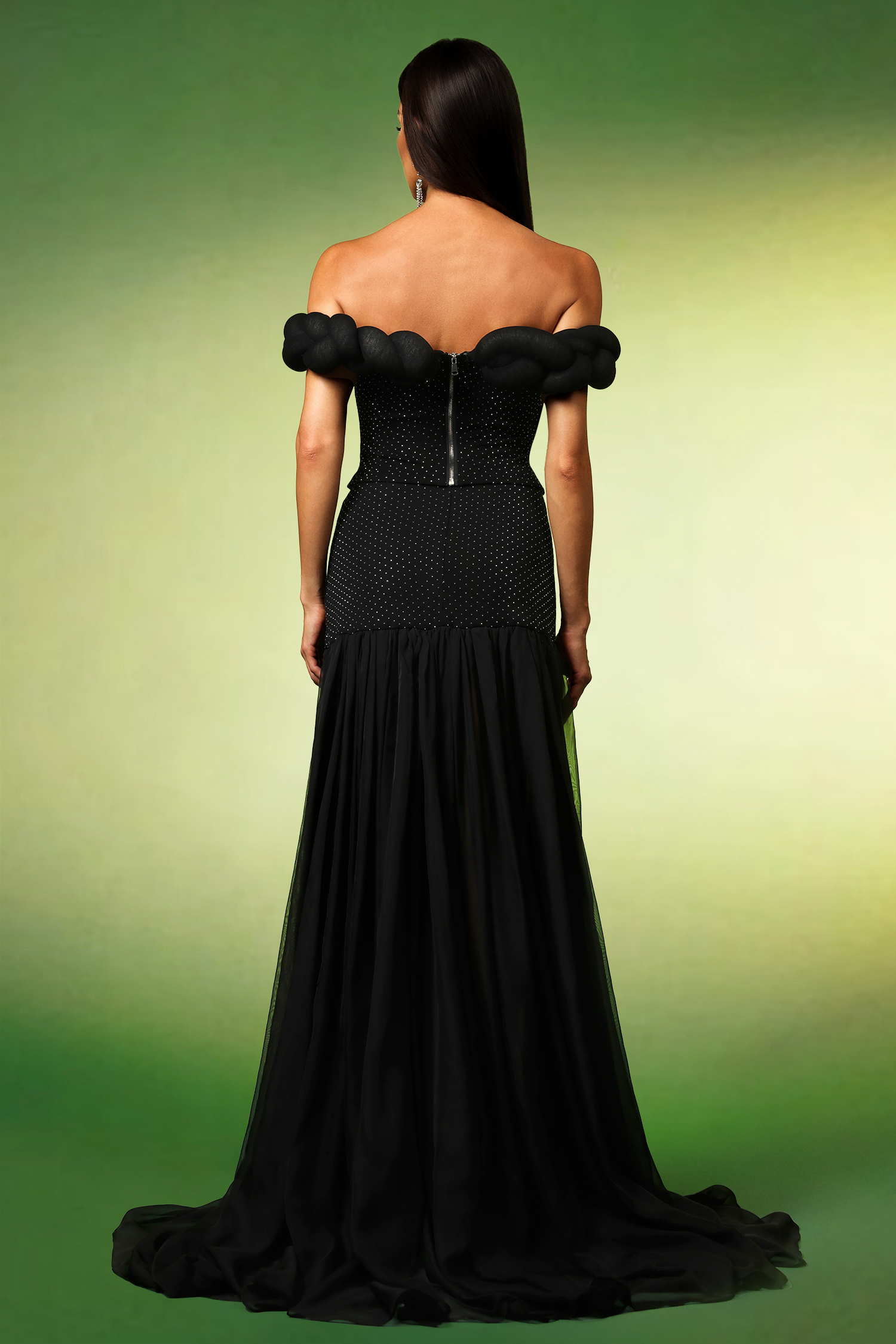 Yaen Off The Shoulder Sleeveless Diamond Maxi Two-Piece Set