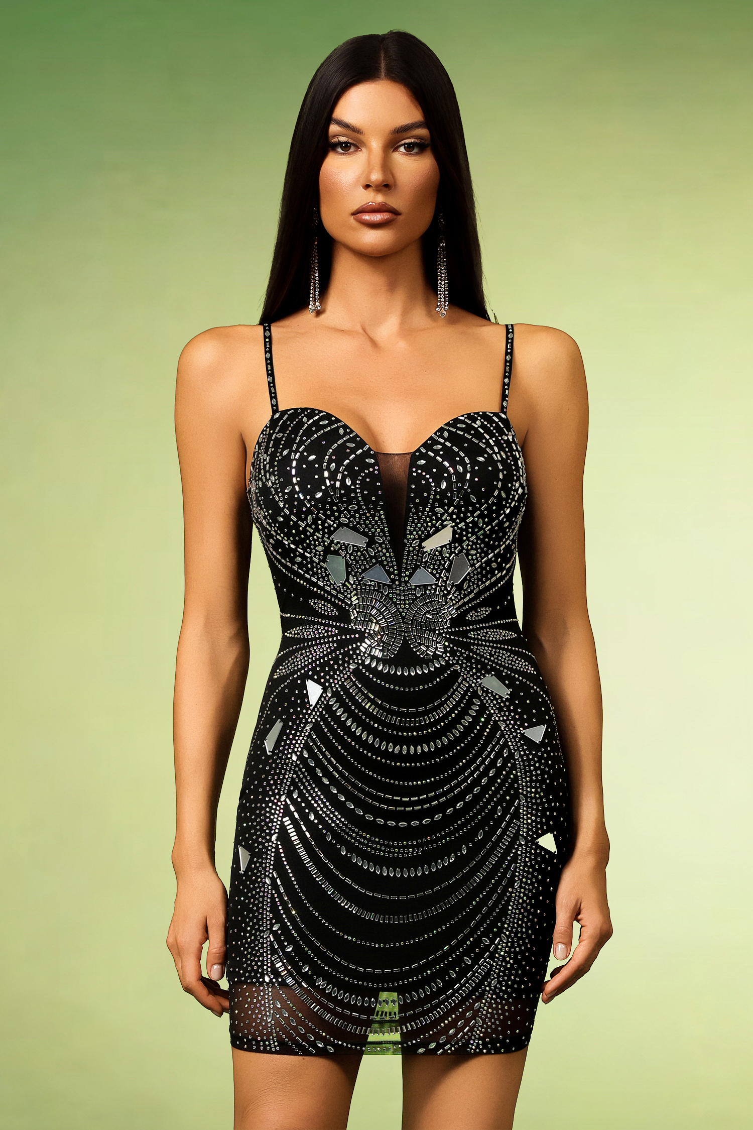 Keve Sleeveless V-Neck Diamond Bandage Mini Dress