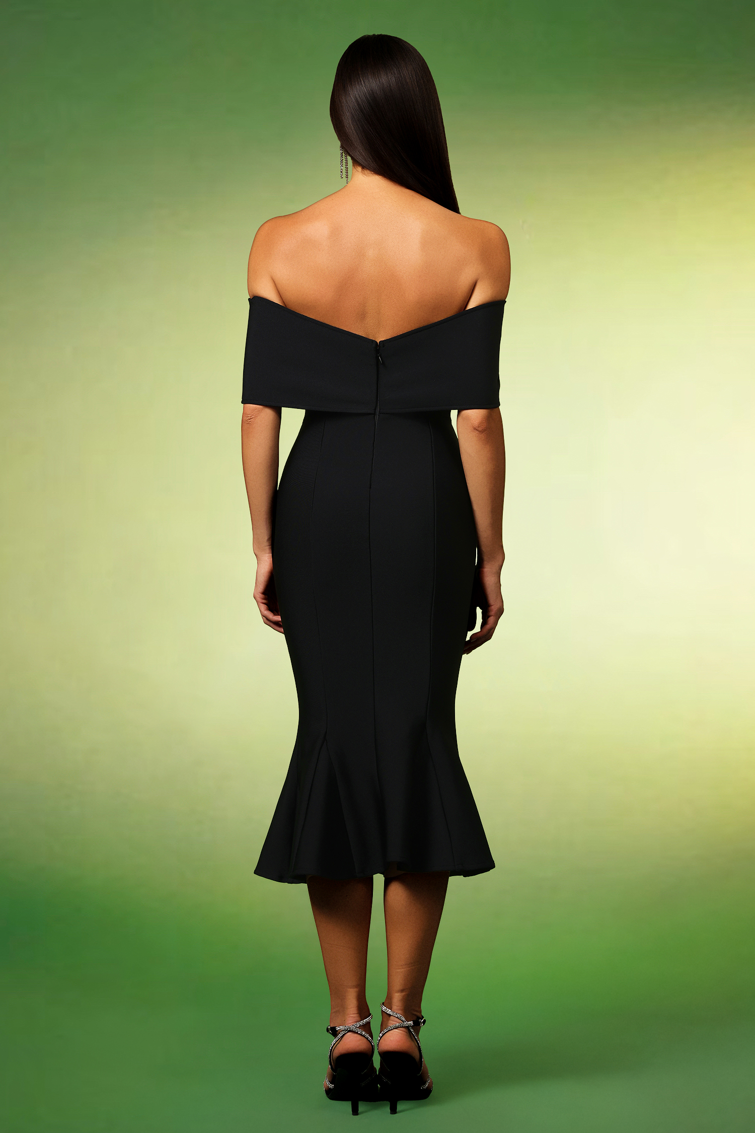 Islay Off The Shoulder Sleeveless Fish Tail Bandage Midi Dress