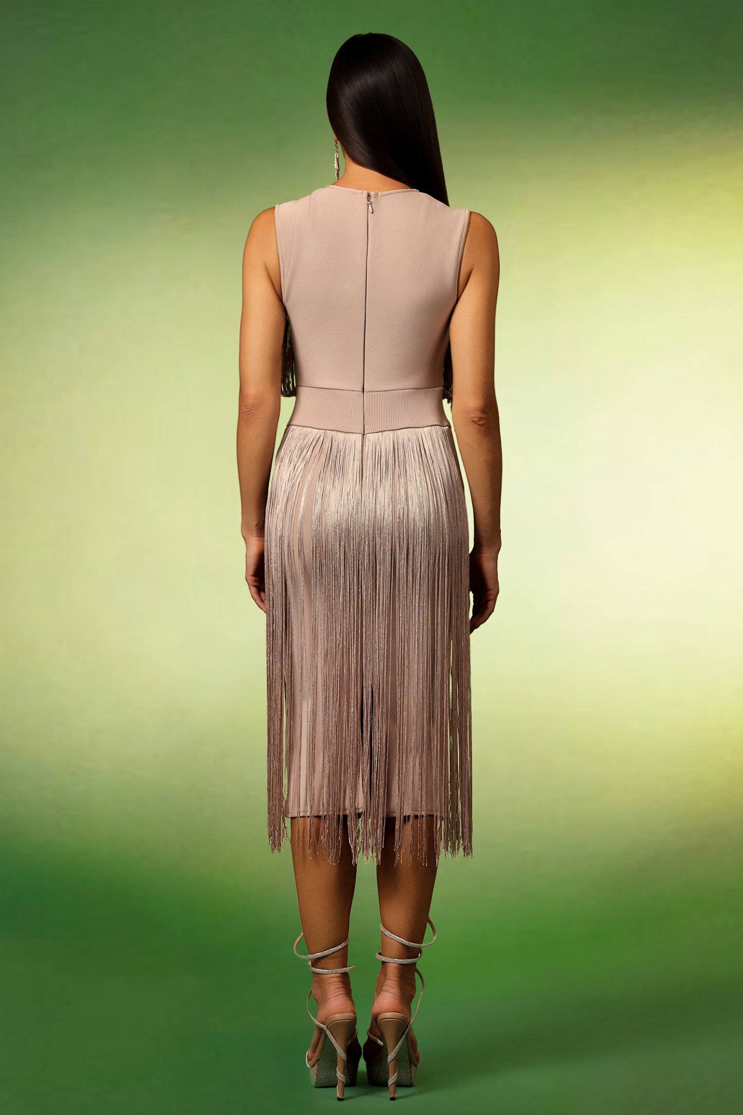Fagro Sleeveless Tassels Bandage Midi Dress