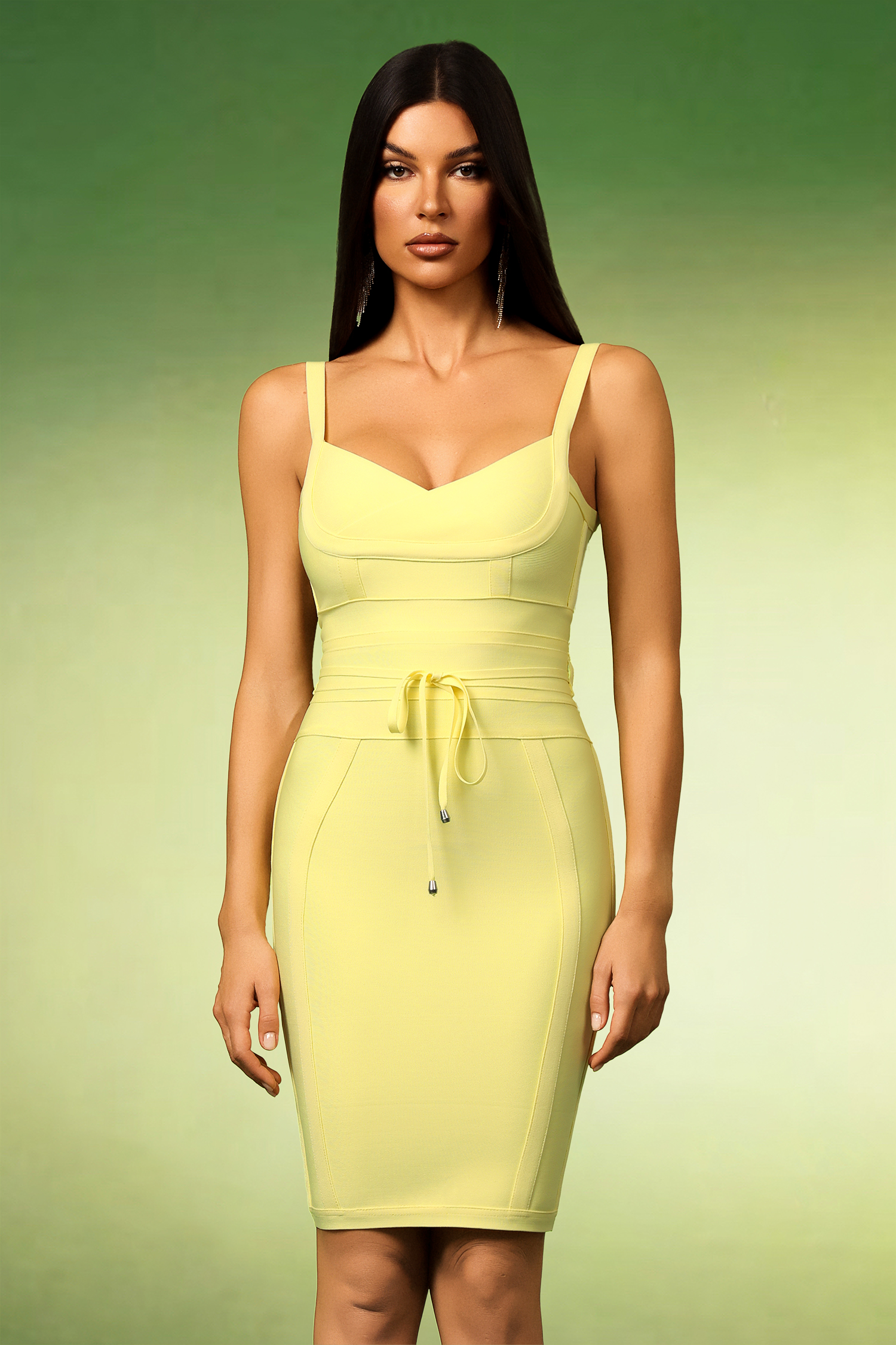 Sierra Sleeveless V-Neck Bandage Midi Dress