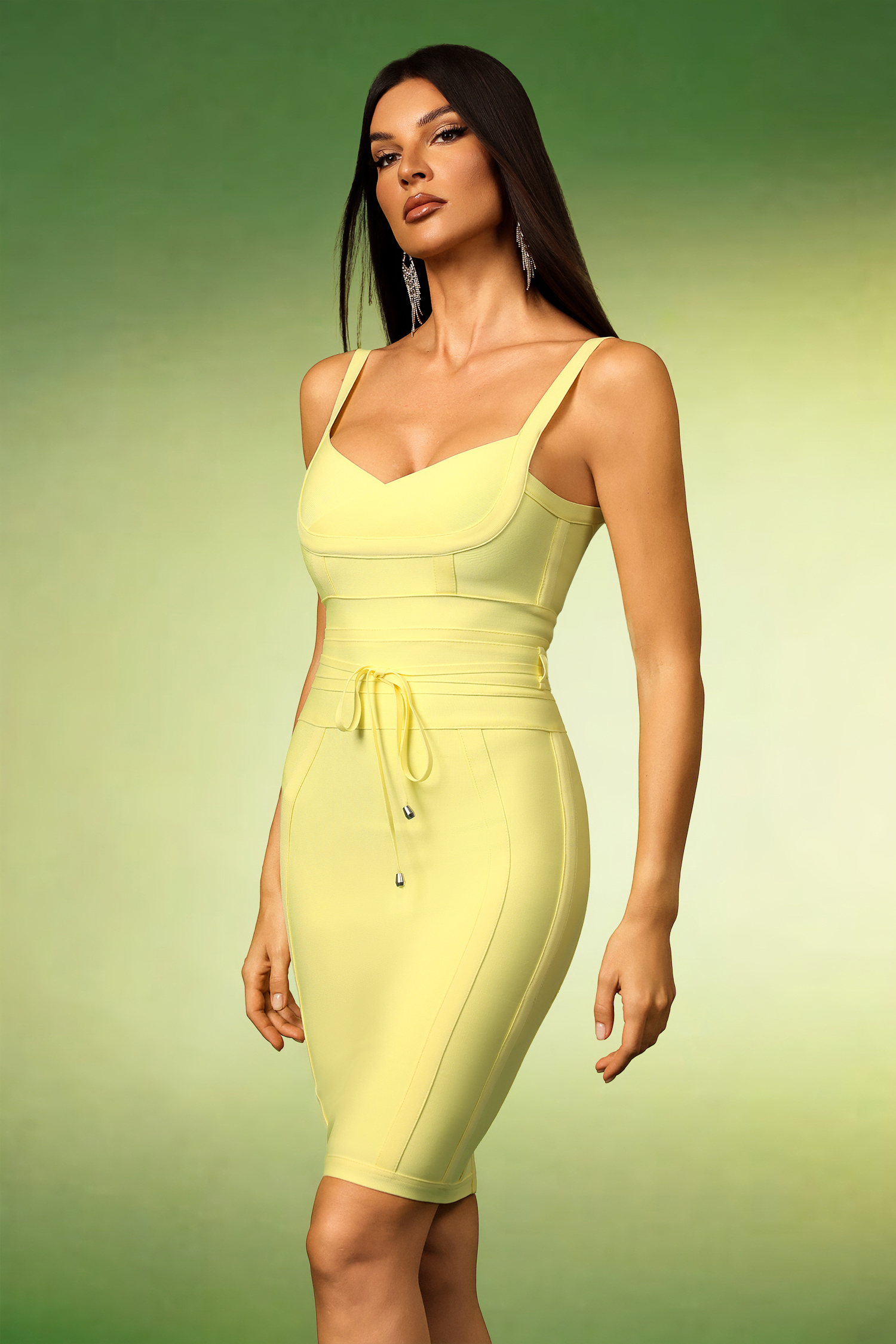 Sierra Sleeveless V-Neck Bandage Midi Dress