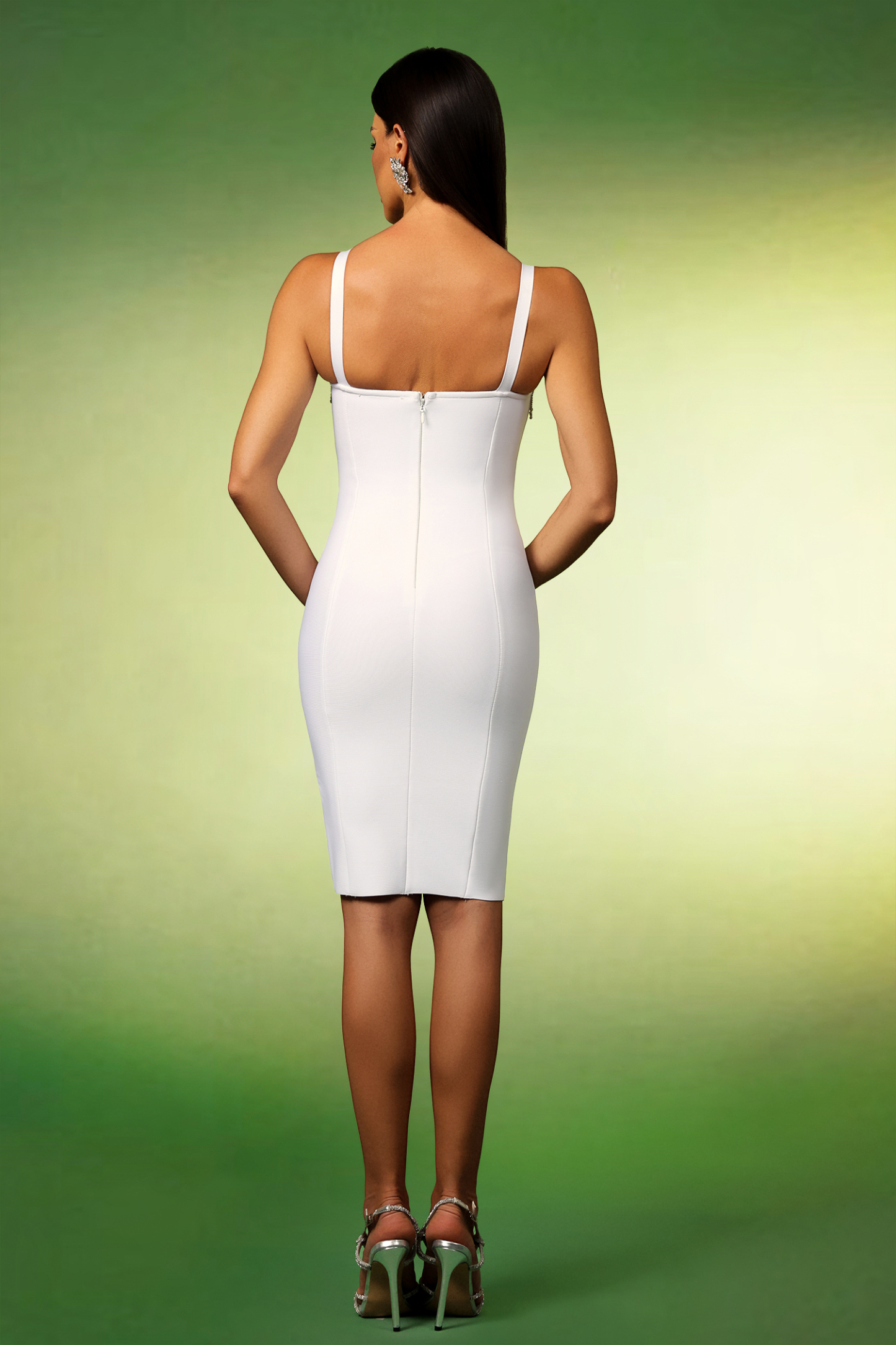 Lunare Sleeveless Diamond Tassels Bandage Mini Dress