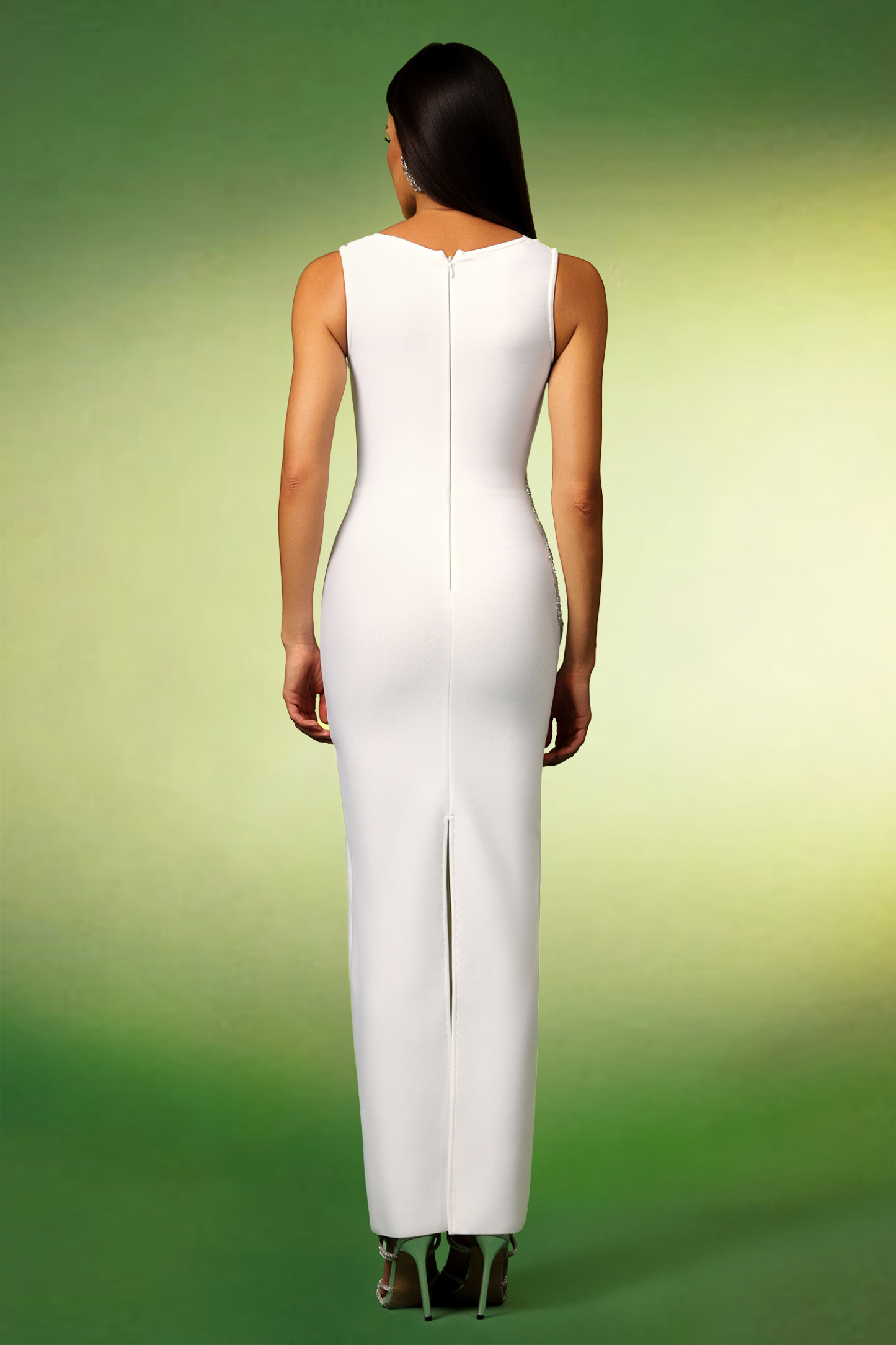 Marlina Sleeveless Diamond Flowers Bandage Maxi Dress