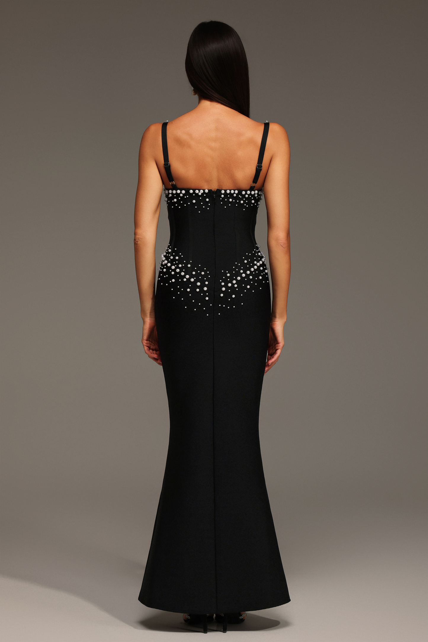 Myla Sleeveless V-Neck Diamond Pearl Bandage Maxi Dress