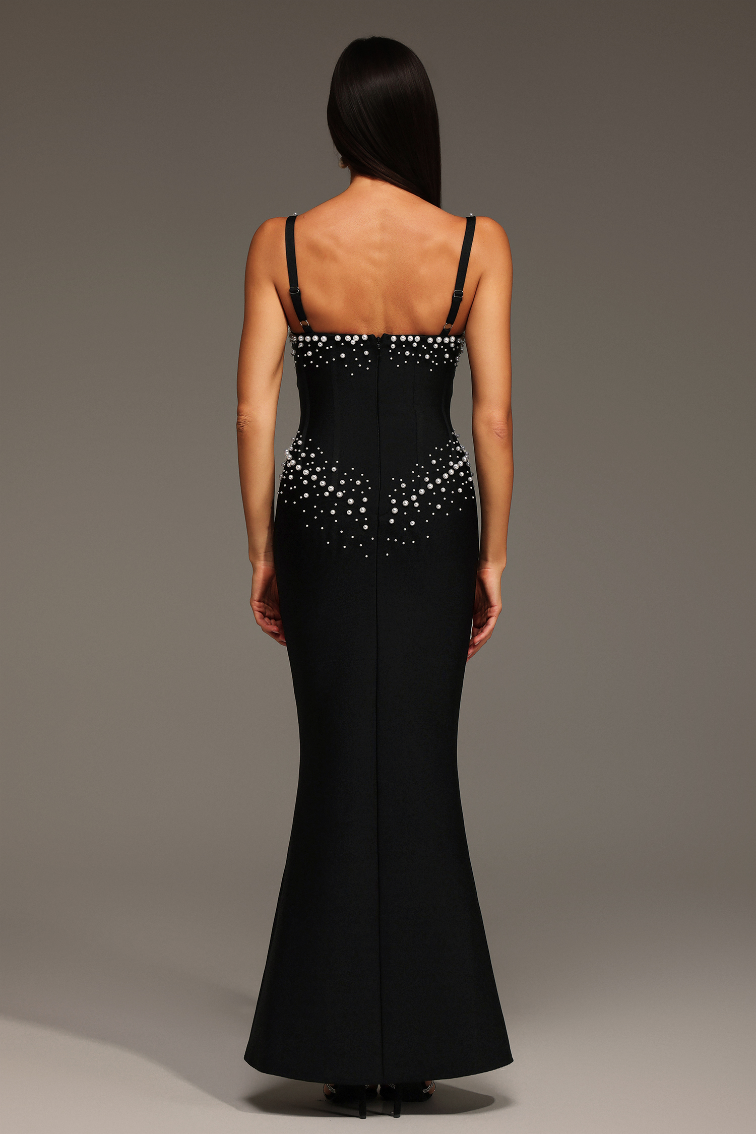 Myla Sleeveless V-Neck Diamond Pearl Bandage Maxi Dress