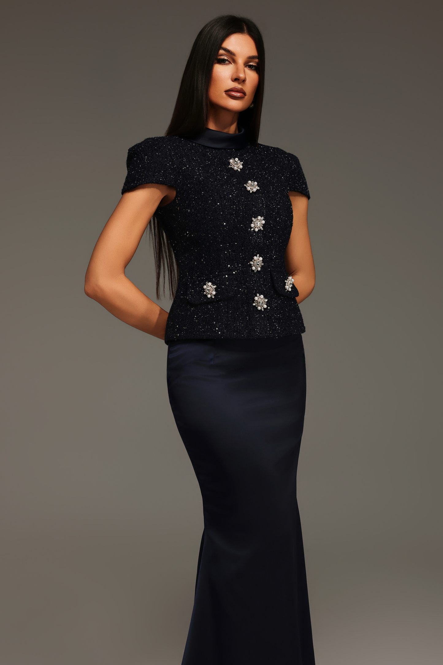 Isabeau Short Sleeve Round Neck Maxi Two-Piece Set