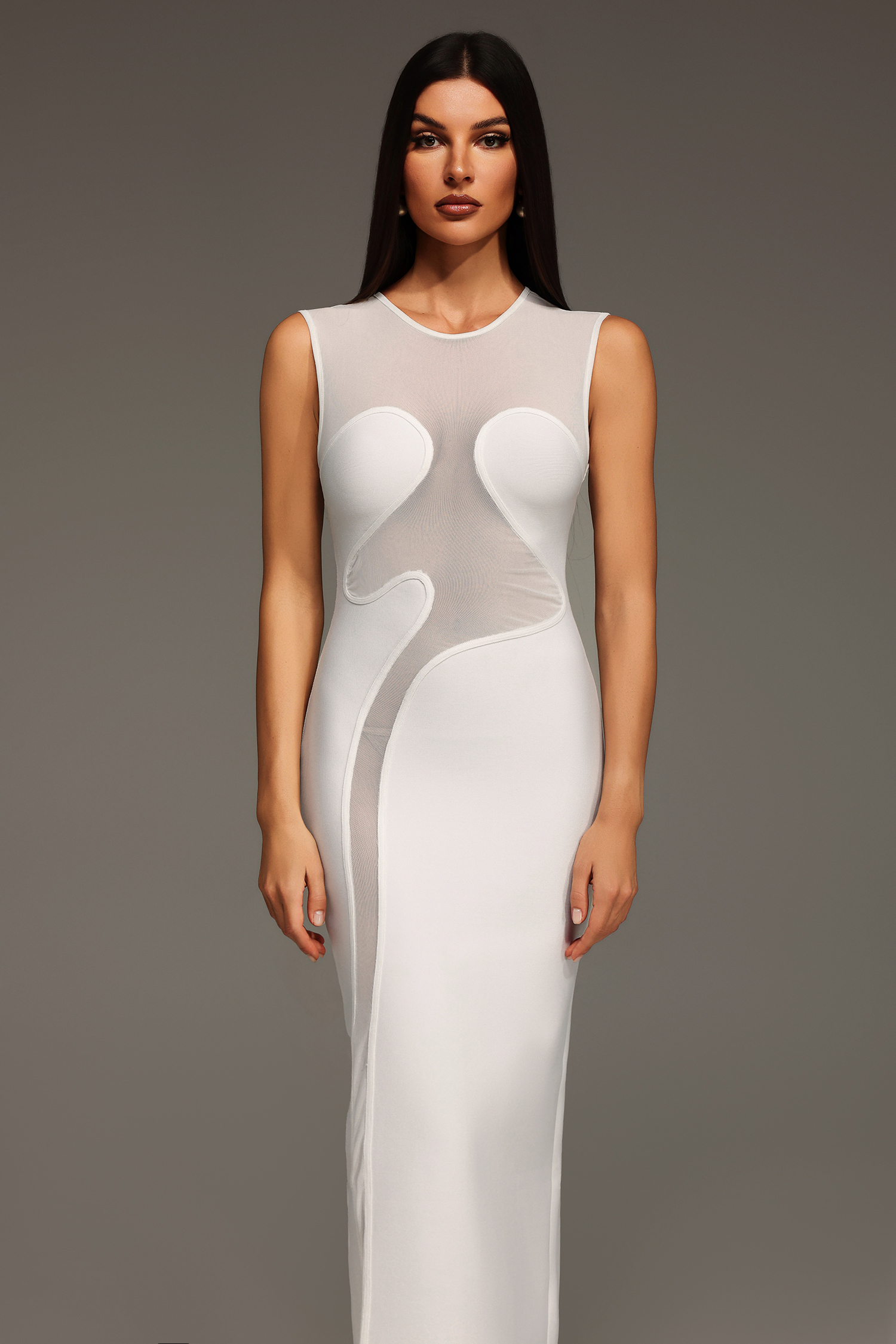 Quinn Sleeveless Concatenate Tulle Bandage Maxi Dress