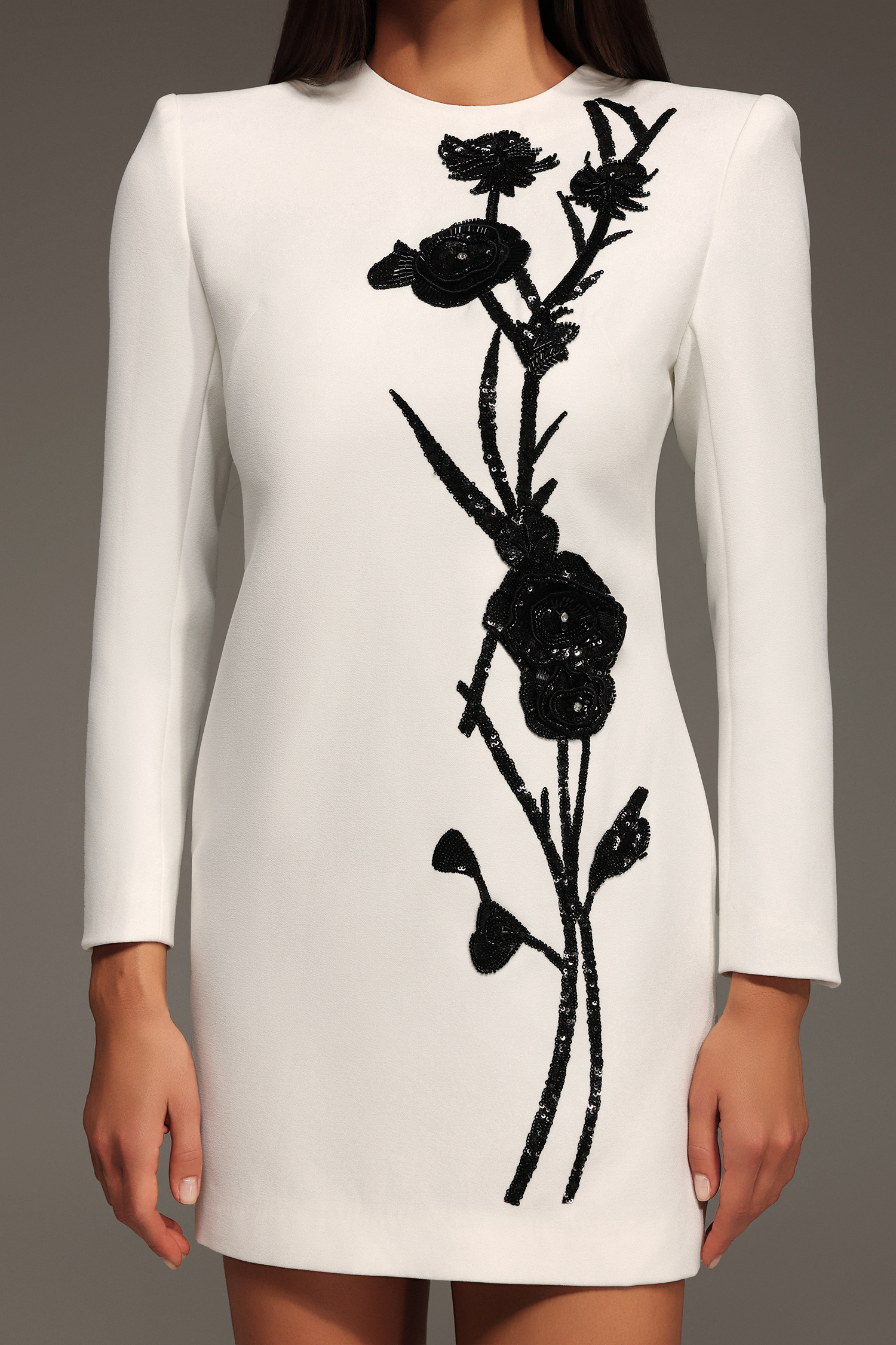 Yedda Long Sleeves Sequins Flower Mini Dress