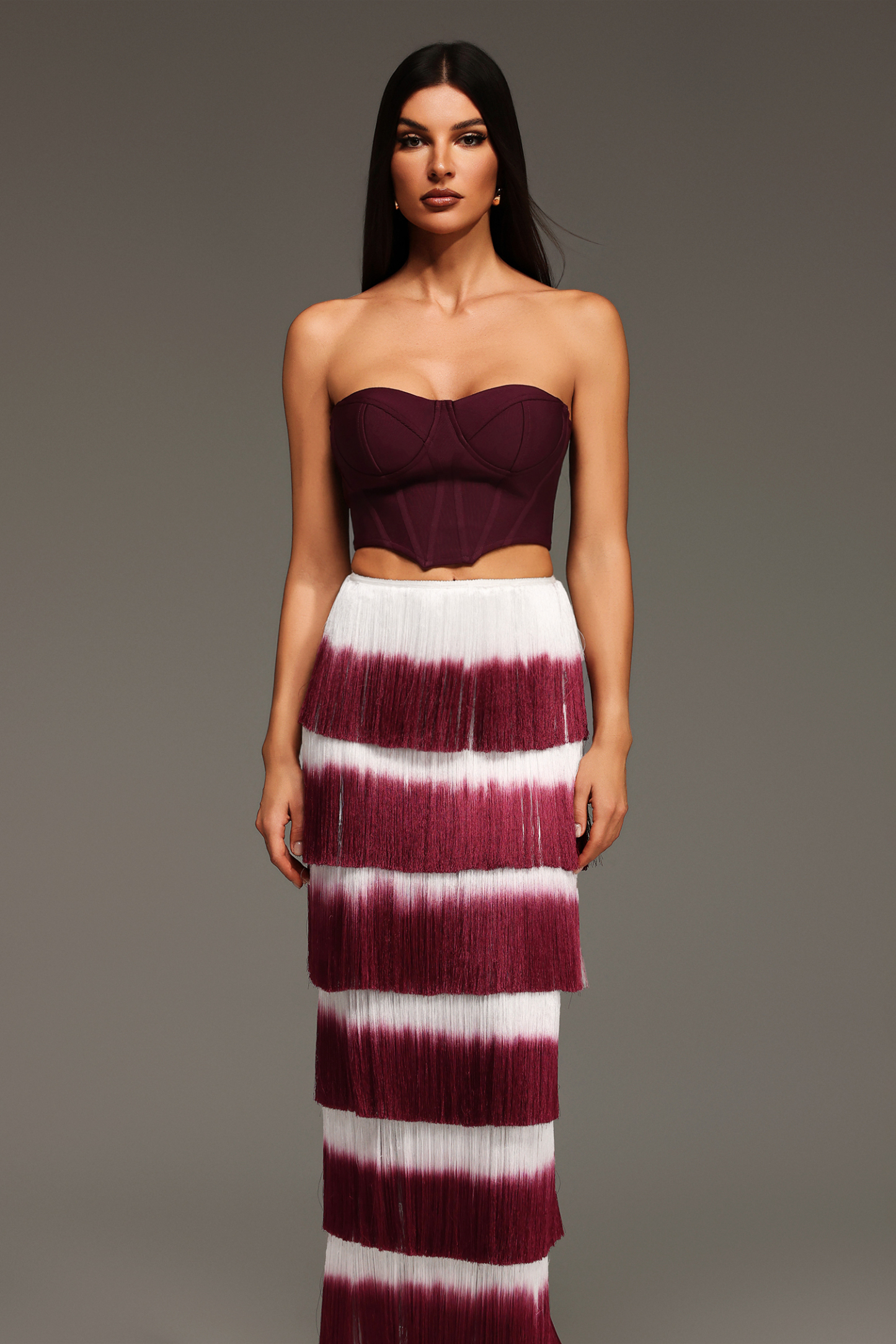 Eileen Sleeveless Tassels Bandage Maxi Two-Piece Set