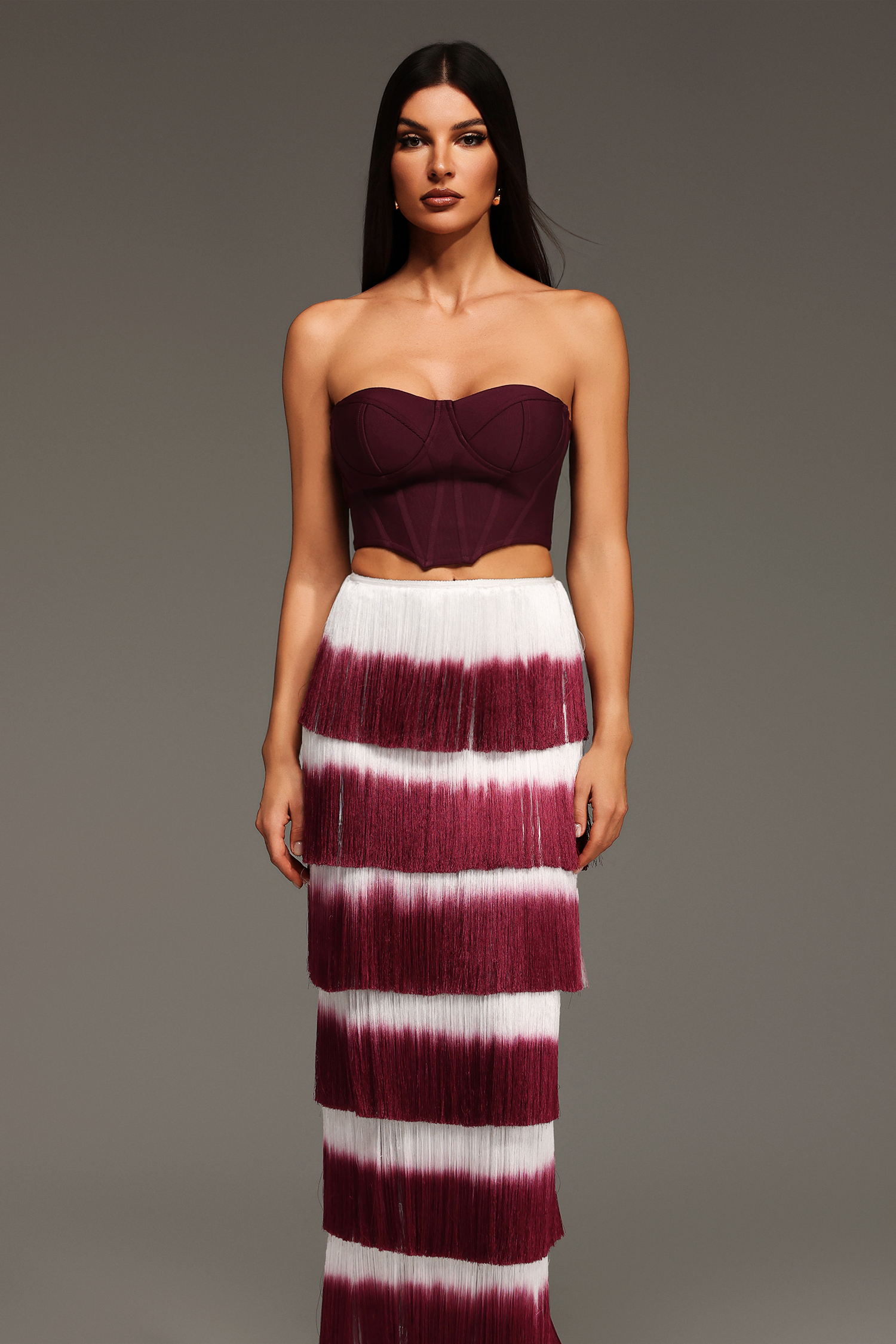 Eileen Sleeveless Tassels Bandage Maxi Two-Piece Set