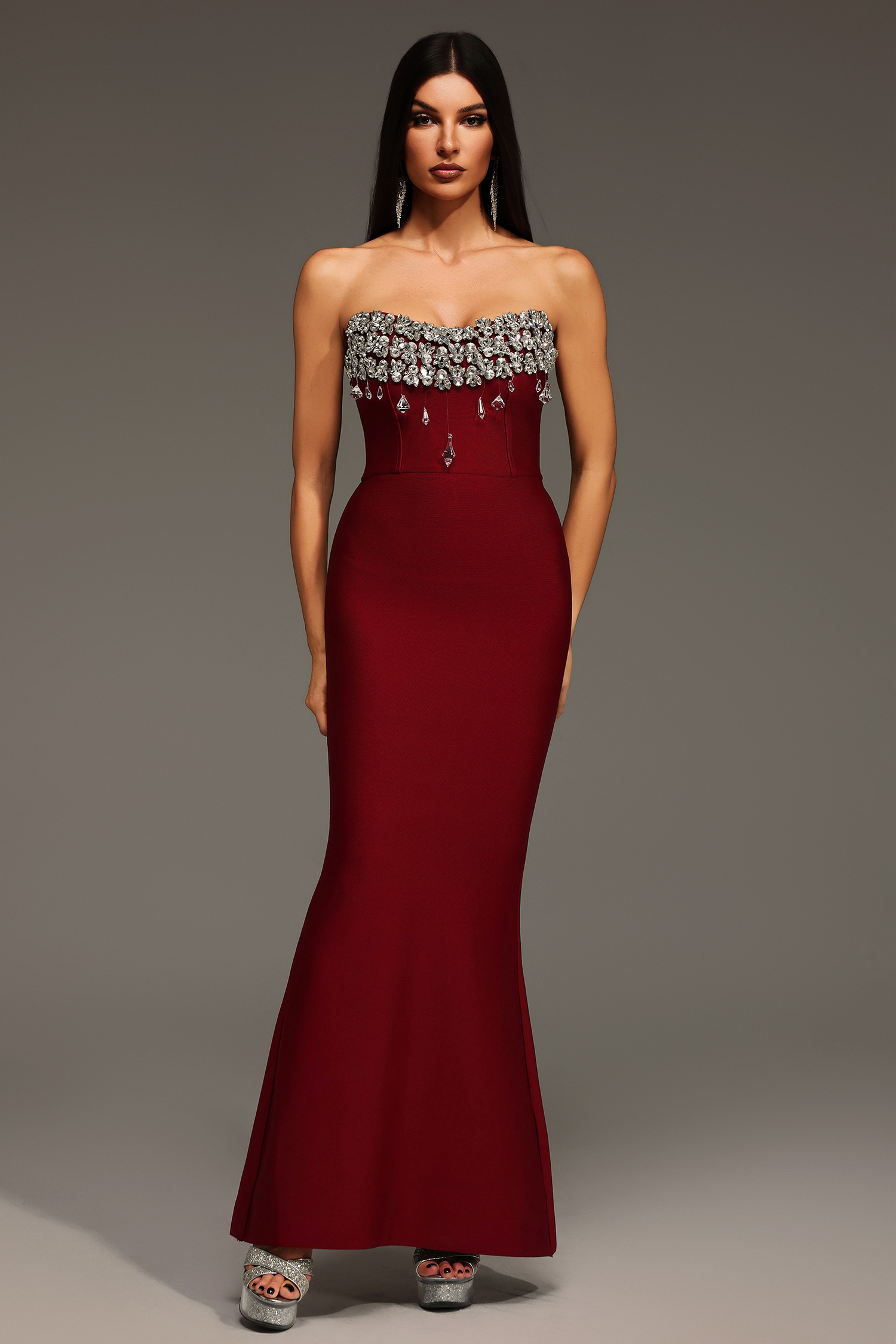 Plume Sleeveless Diamond Bandage Maxi Dress