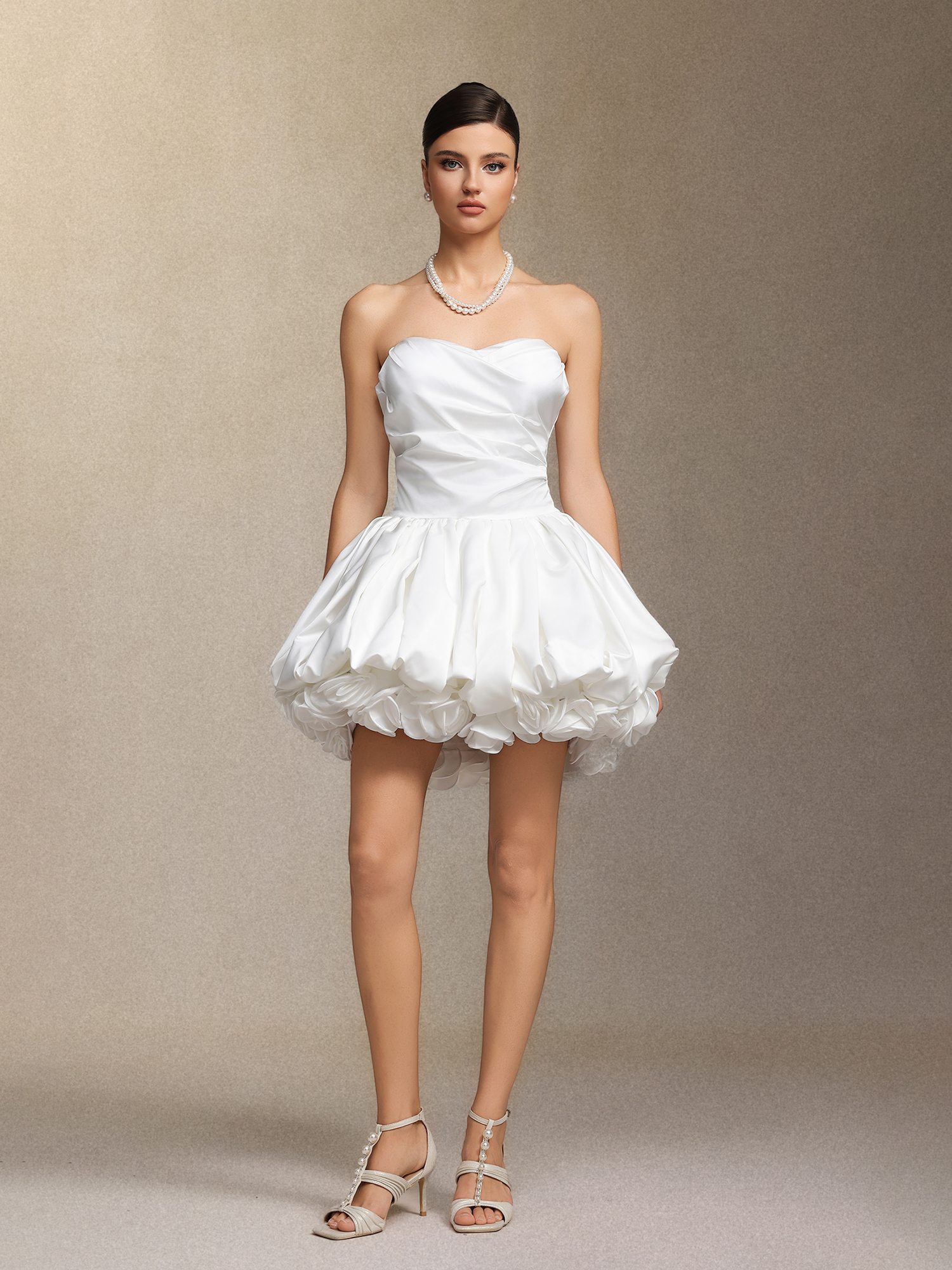 Delisy Strapless Flowers Mini Dress