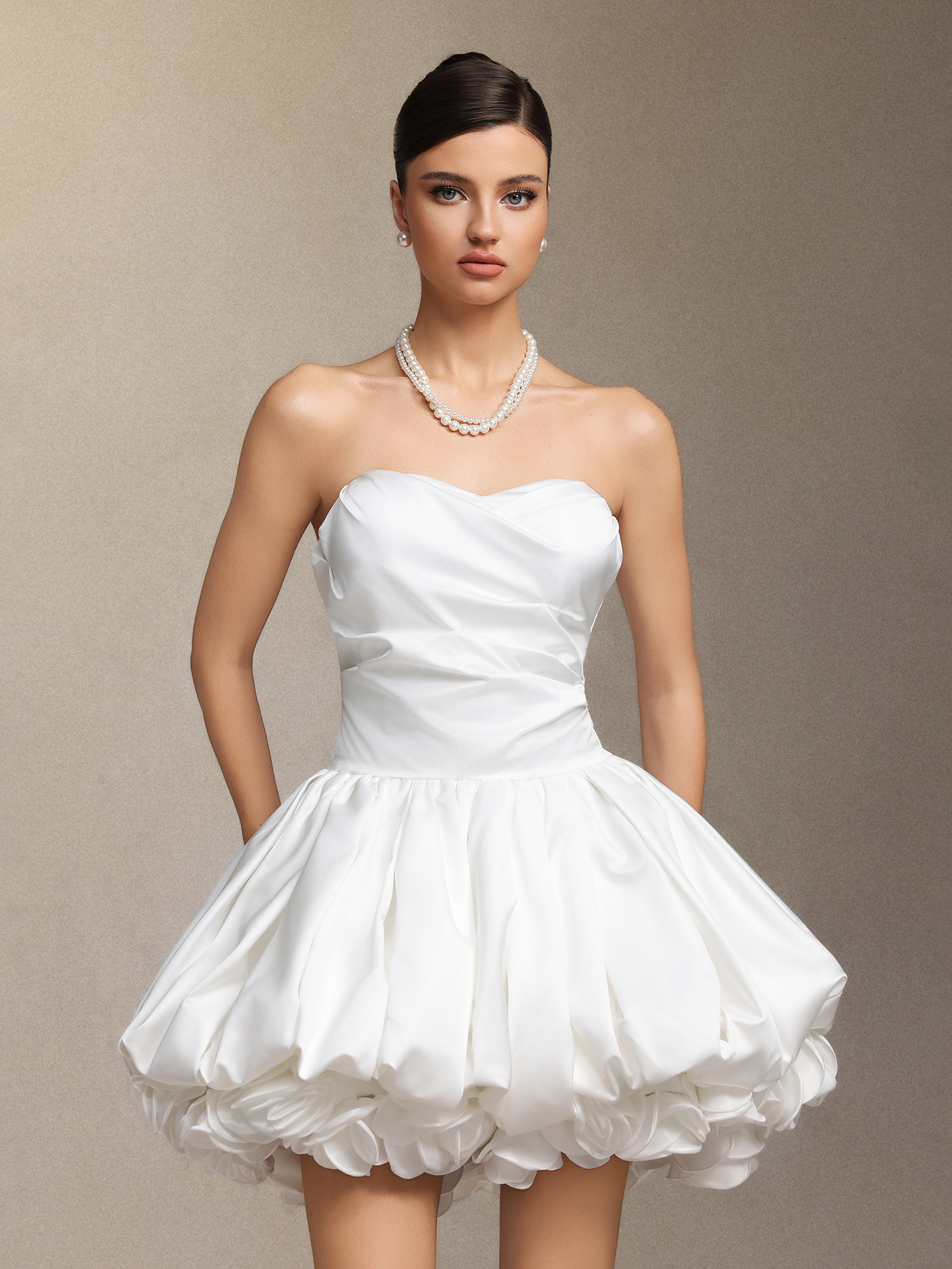 Delisy Strapless Flowers Mini Dress