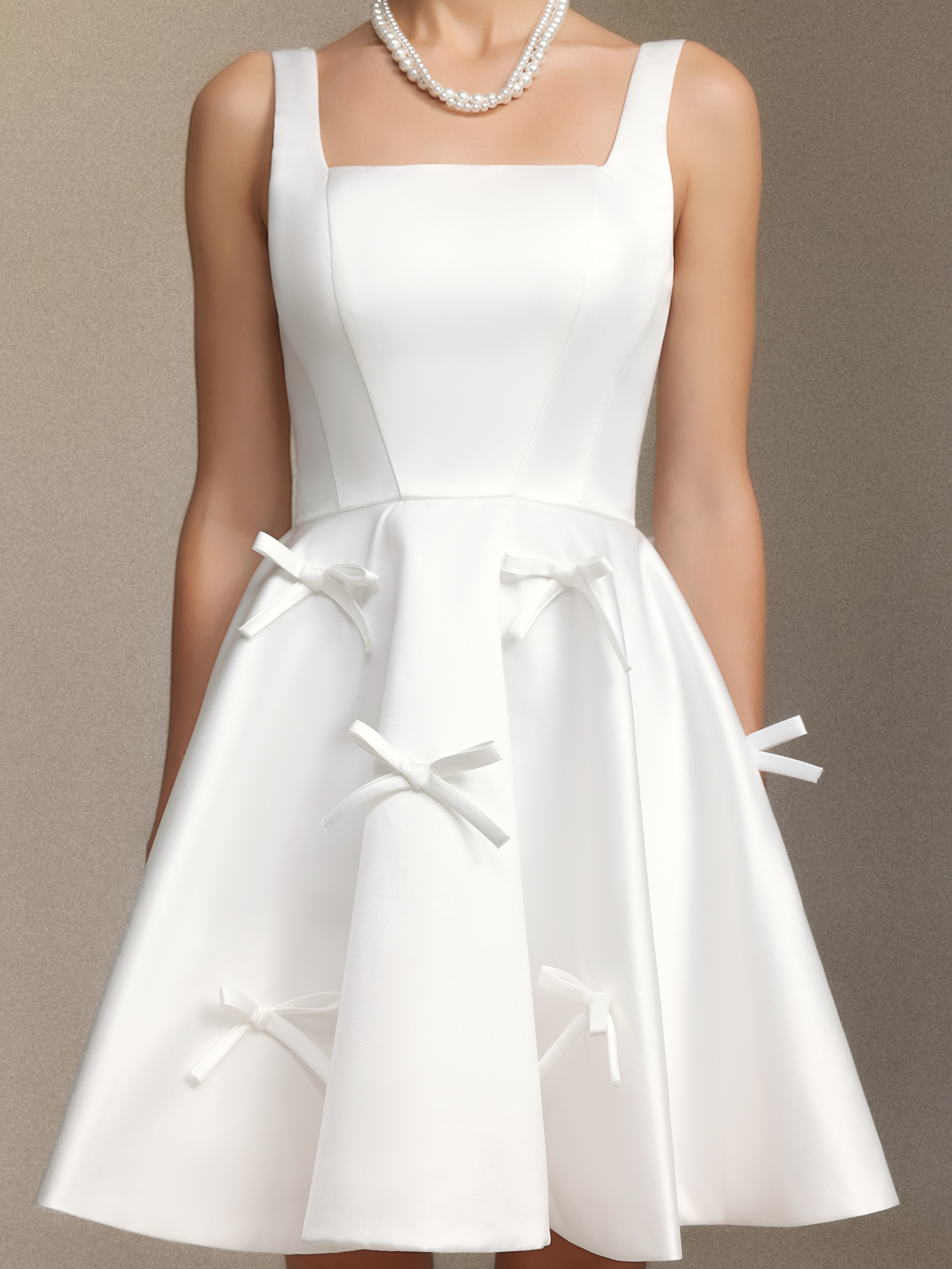 Sequoya Square-neck halter bow mini dress