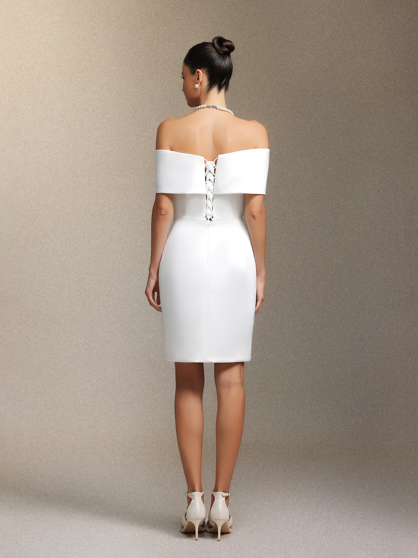 Ursula Crossed one-shoulder mini evening dress