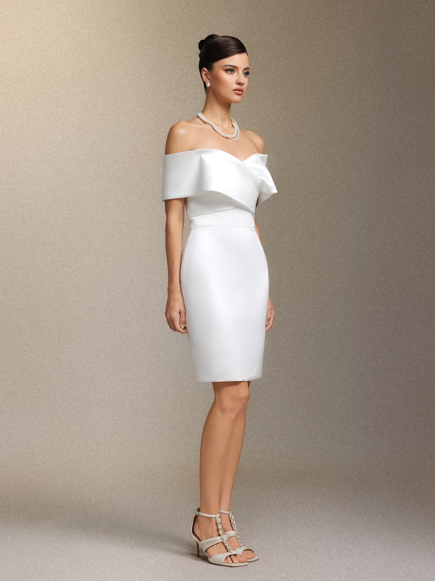 Ursula Crossed one-shoulder mini evening dress