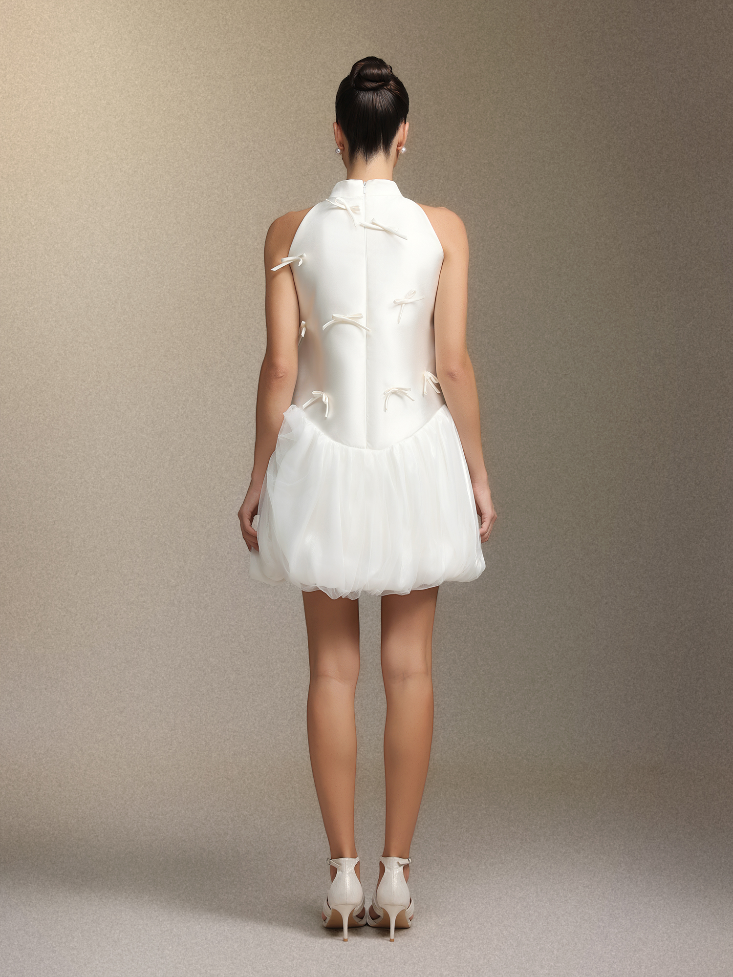 Strapless satin sleeveless mini dress