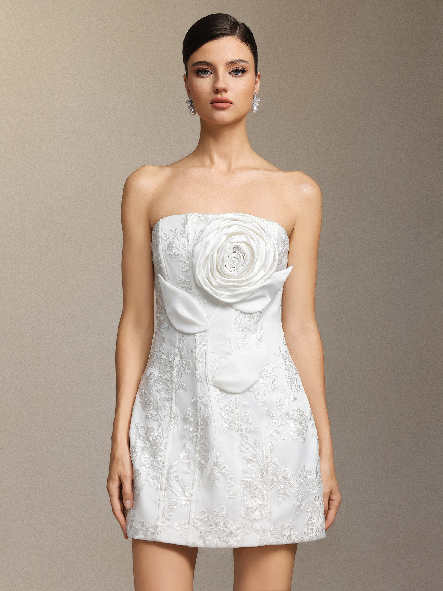 Renaa Kijin Handmade flowers Sequins mini dress