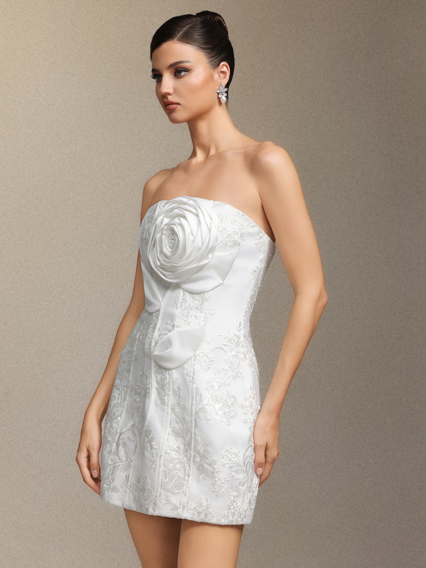 Renaa Kijin Handmade flowers Sequins mini dress