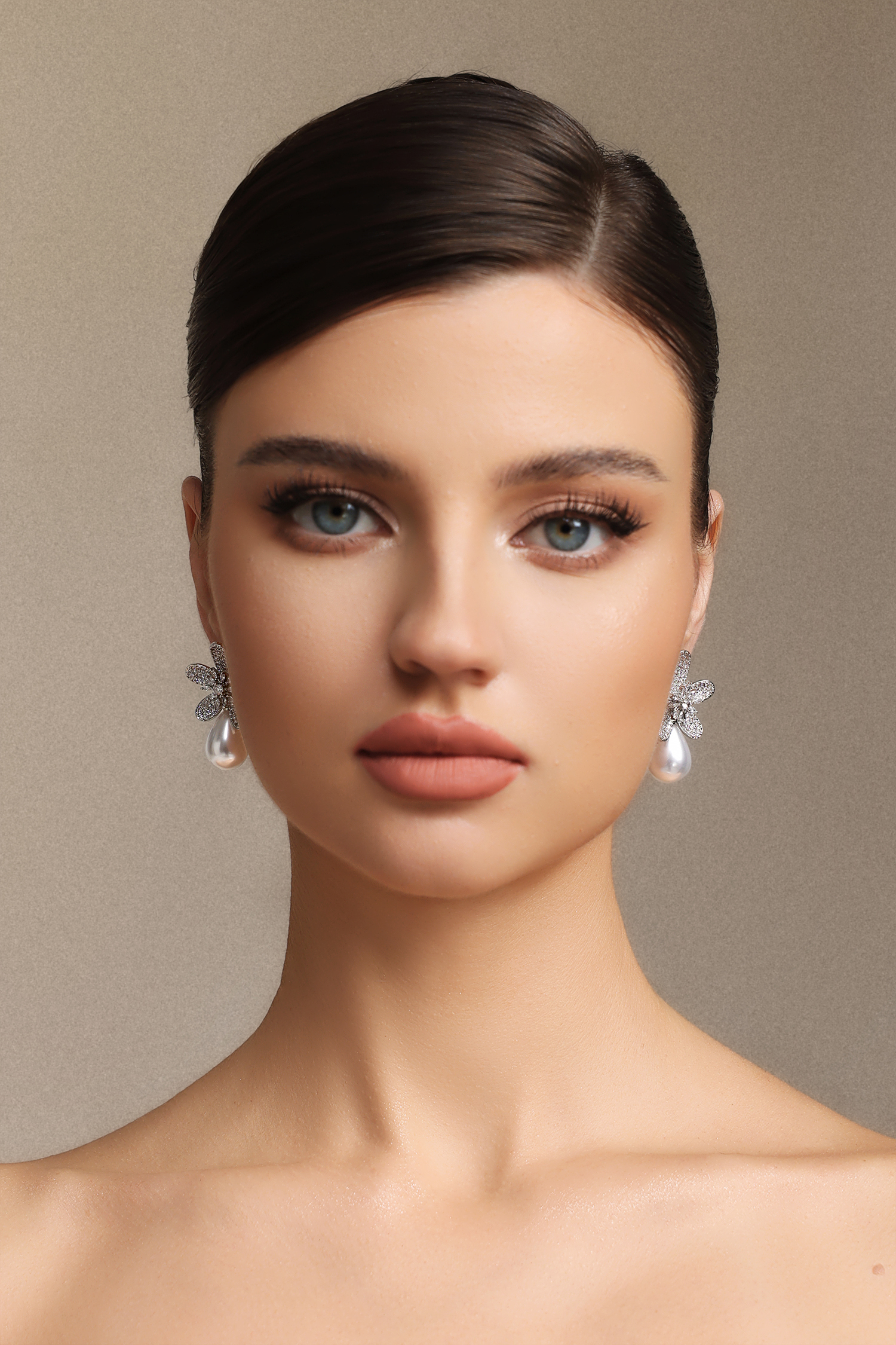 Forina Flower  Diamond Water Drop Pearl Earrings