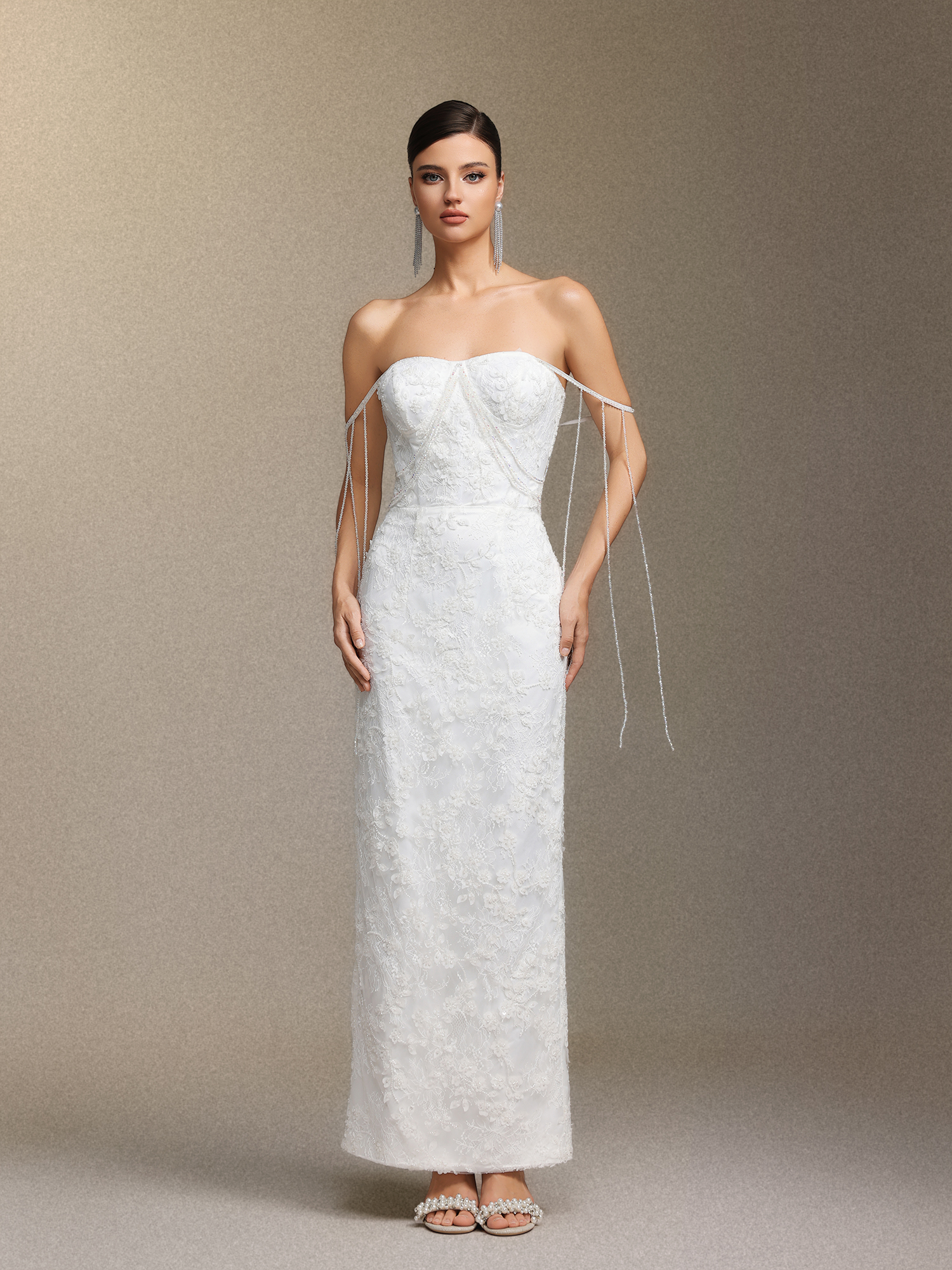 Skyler One-shoulder sequined strapless dress