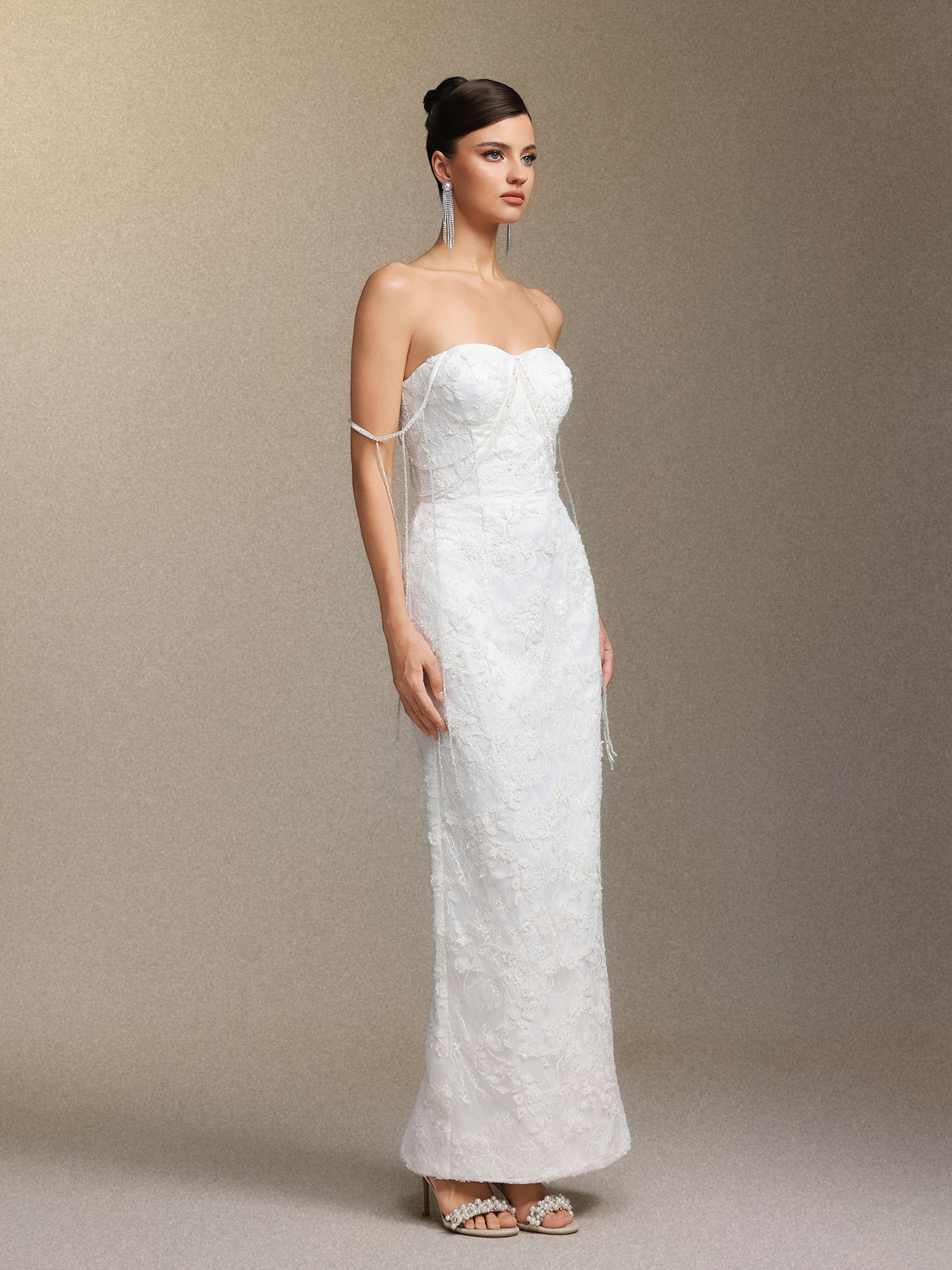 Skyler One-shoulder sequined strapless dress