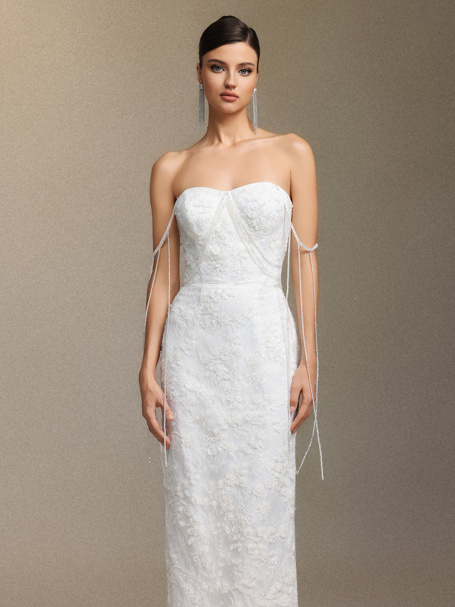 Skyler One-shoulder sequined strapless dress