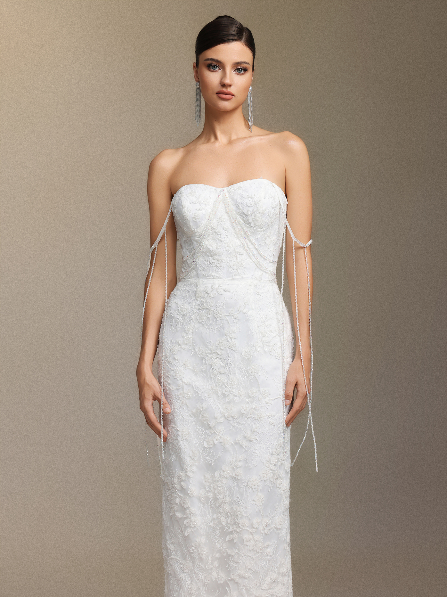 Skyler One-shoulder sequined strapless dress