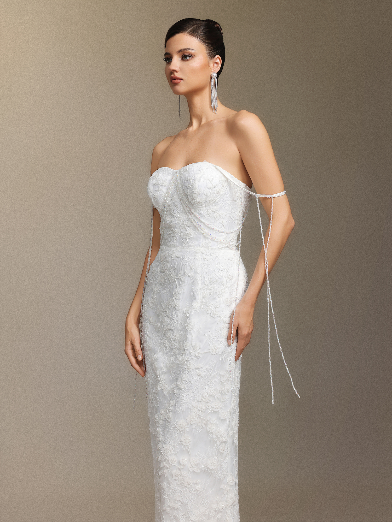 Skyler One-shoulder sequined strapless dress