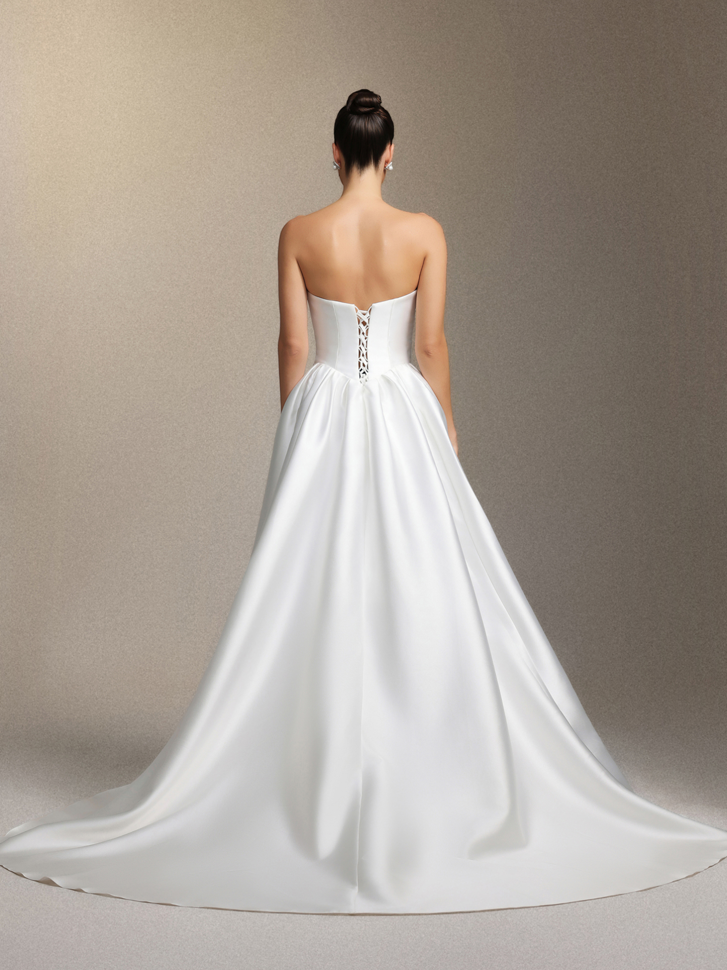 Rora Lace fishbone strapless two-piece maxi wedding dress