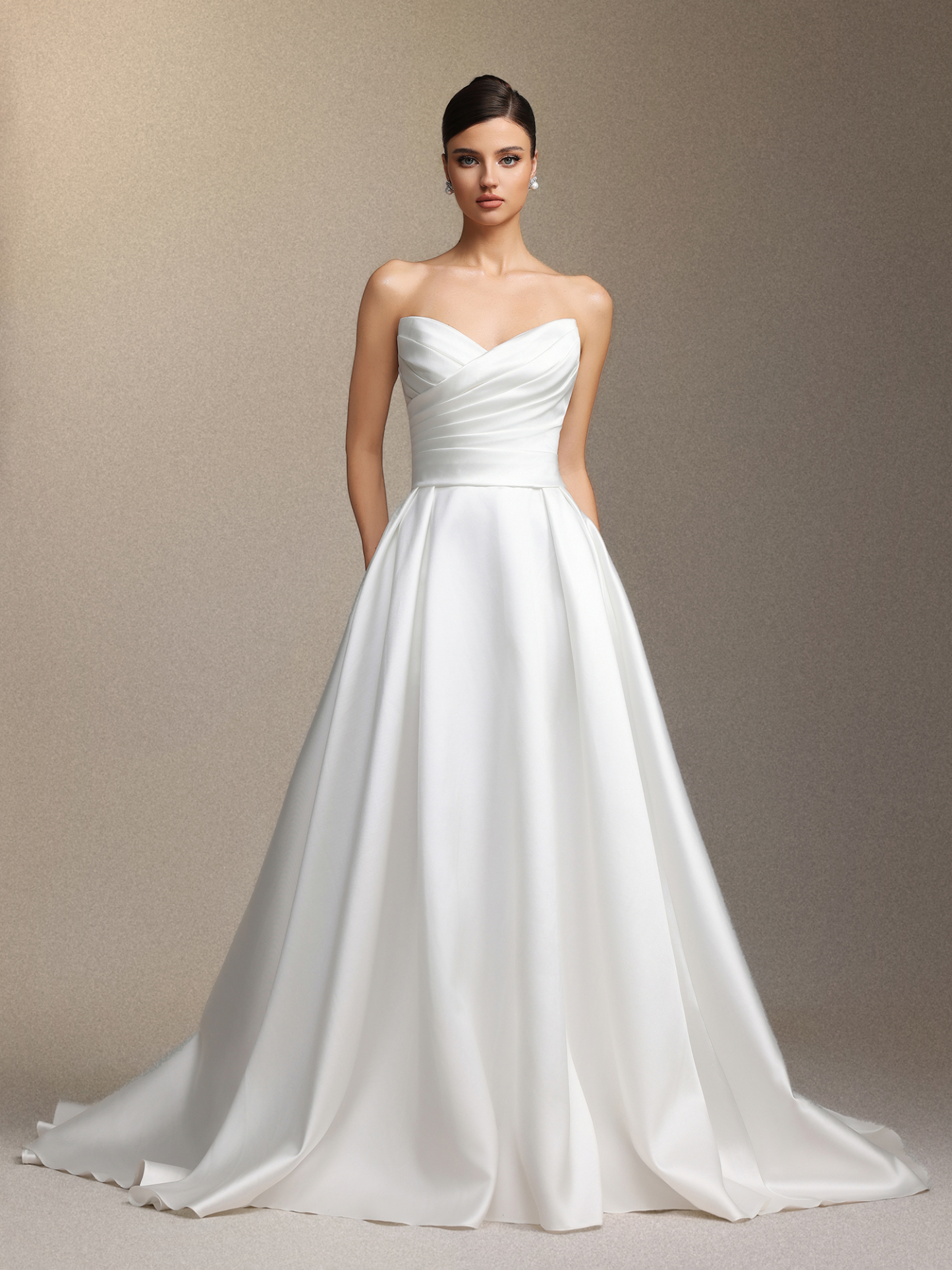 Rora Lace fishbone strapless two-piece maxi wedding dress