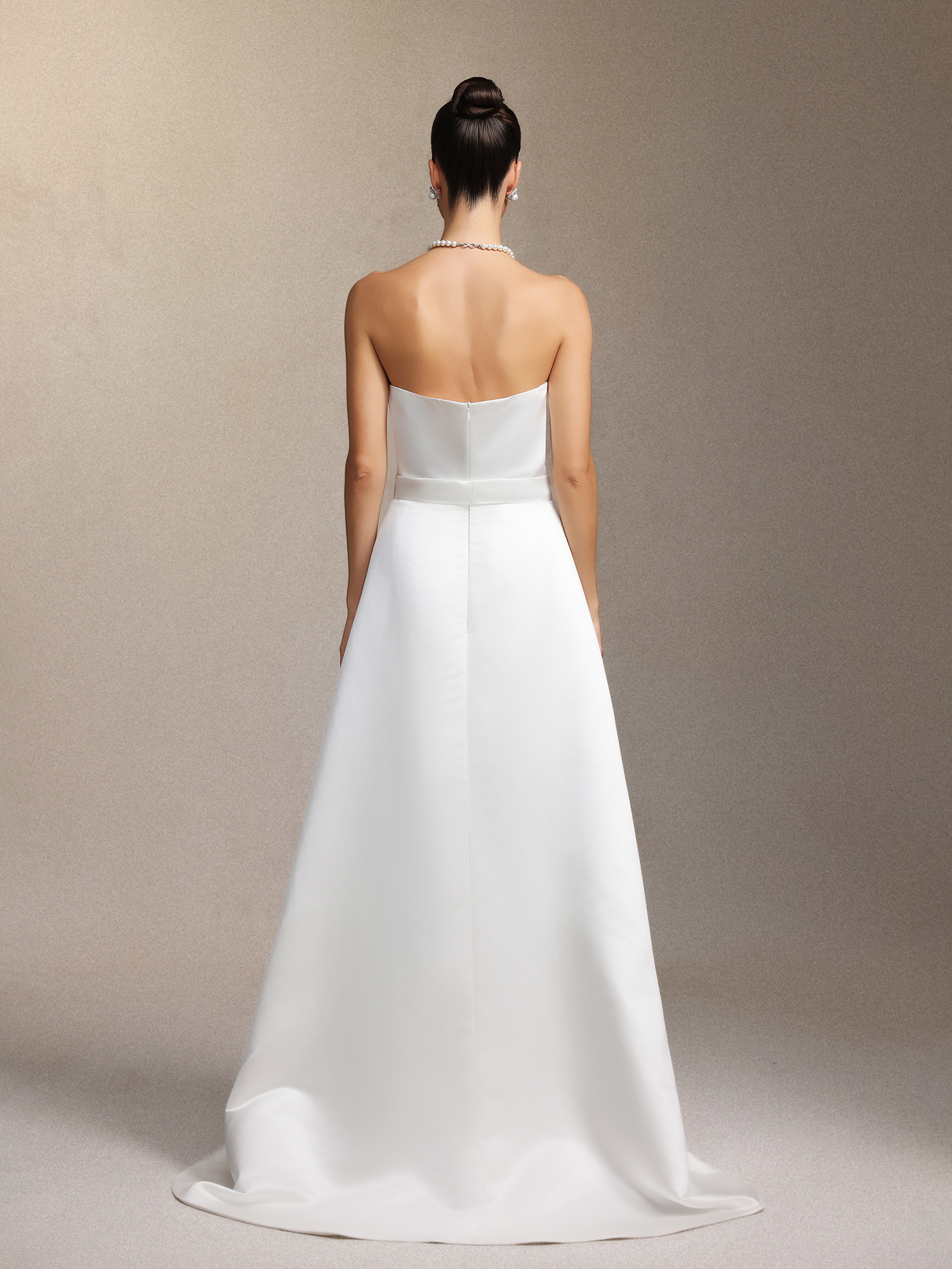 Niaca Strapless pleated maxi wedding dress