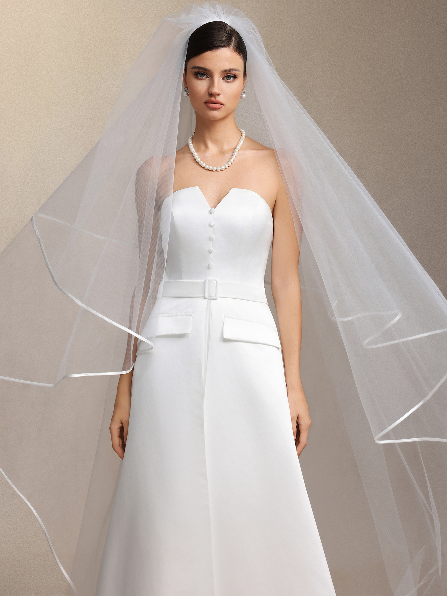 Niaca Strapless pleated maxi wedding dress