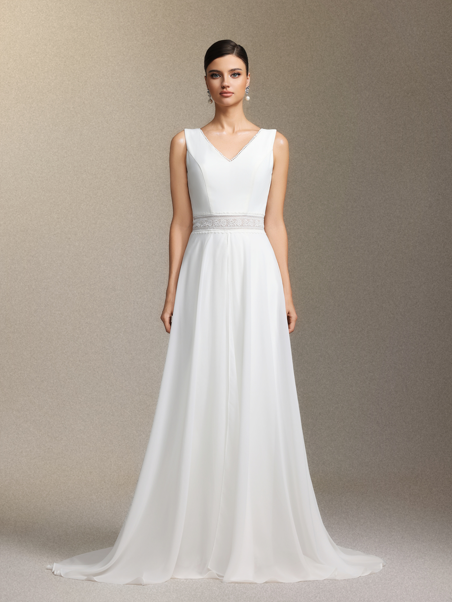 Trinvilla Deep V-neck sleeveless high-waisted maxi jumpsuit