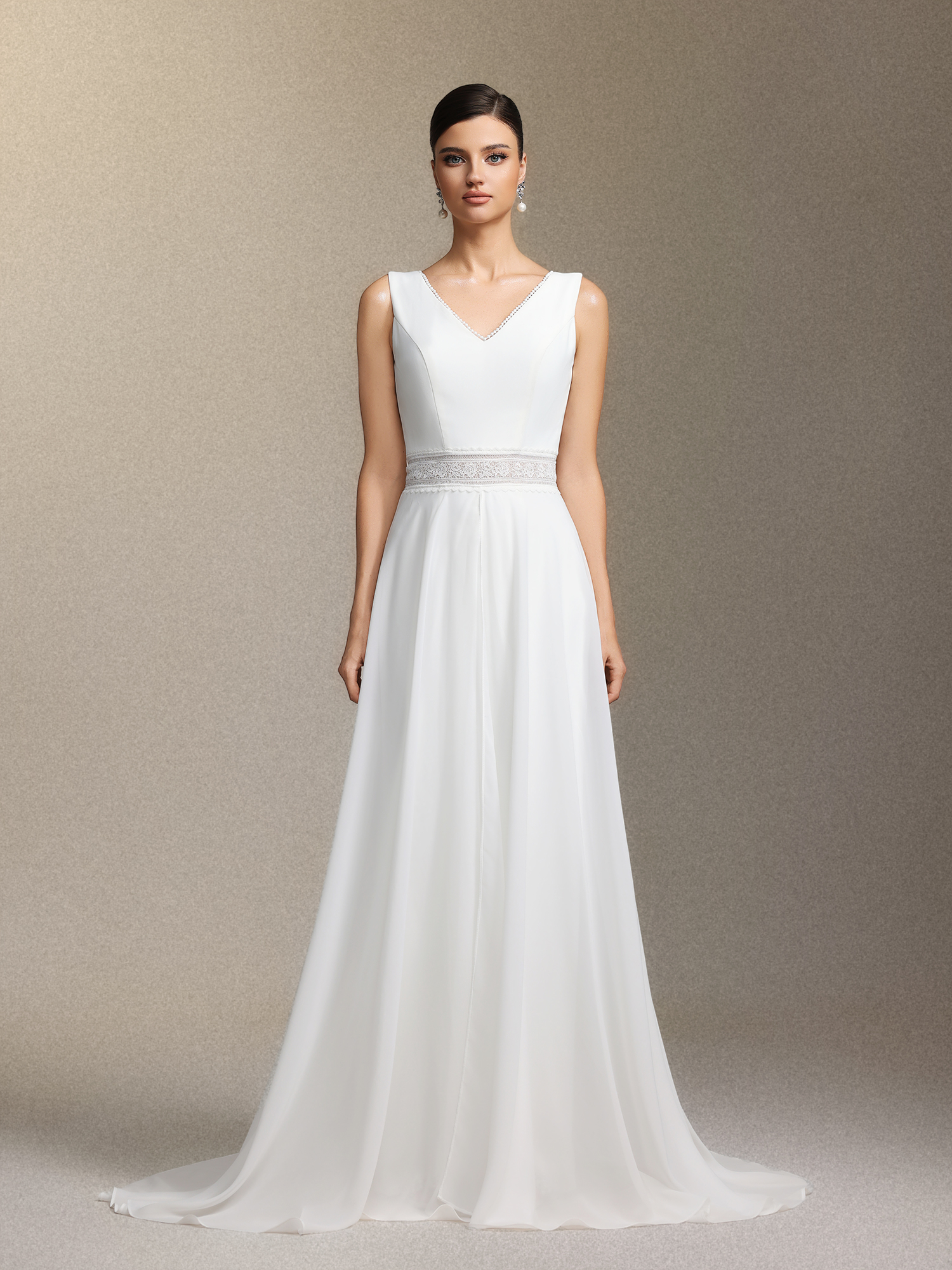 Trinvilla Deep V-neck sleeveless high-waisted maxi jumpsuit