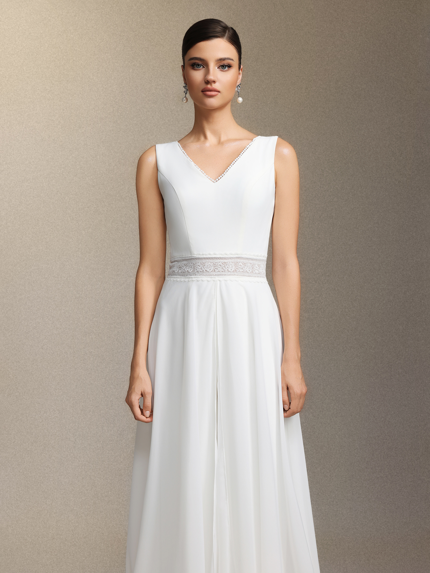 Trinvilla Deep V-neck sleeveless high-waisted maxi jumpsuit