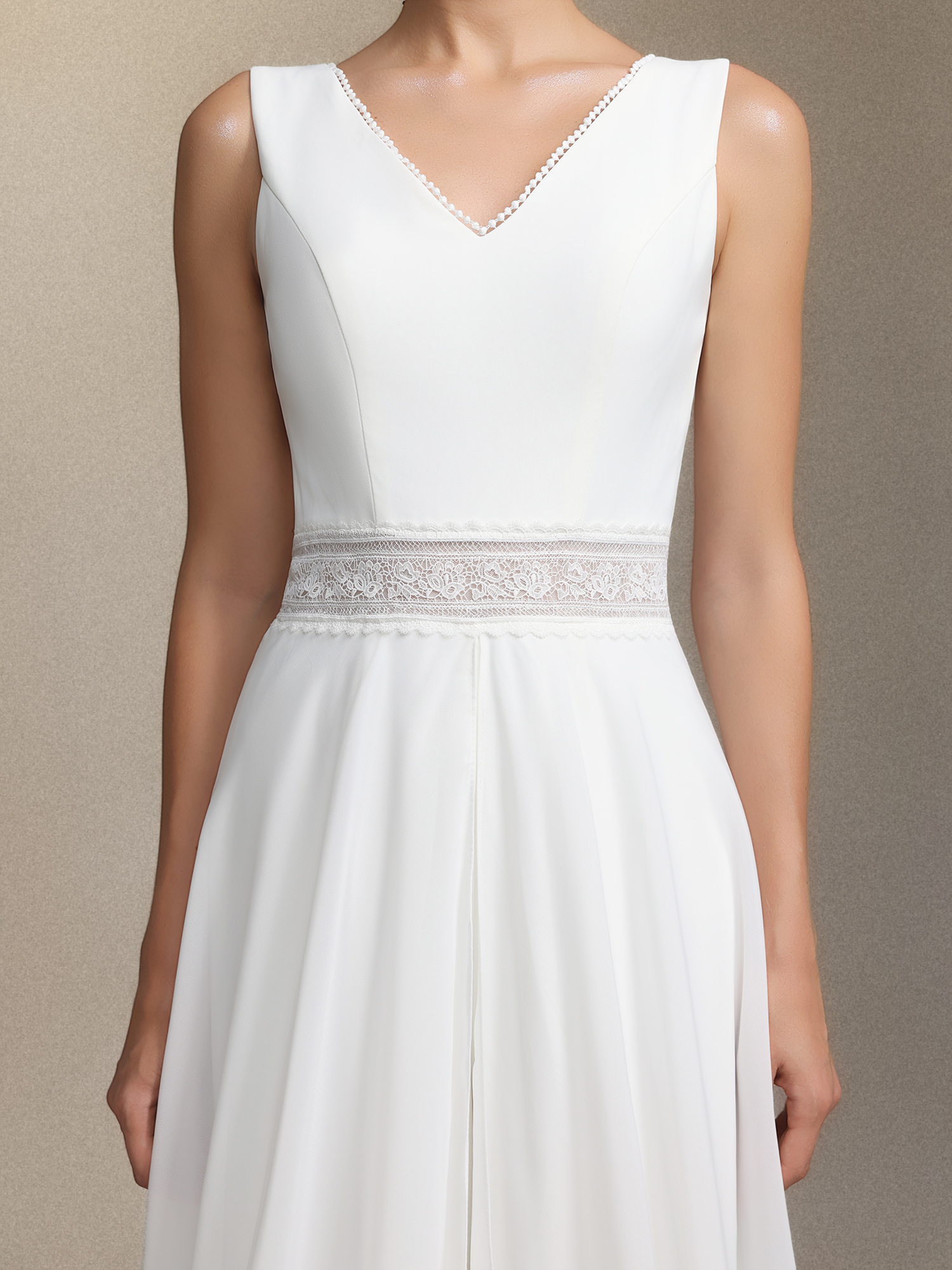 Trinvilla Deep V-neck sleeveless high-waisted maxi jumpsuit