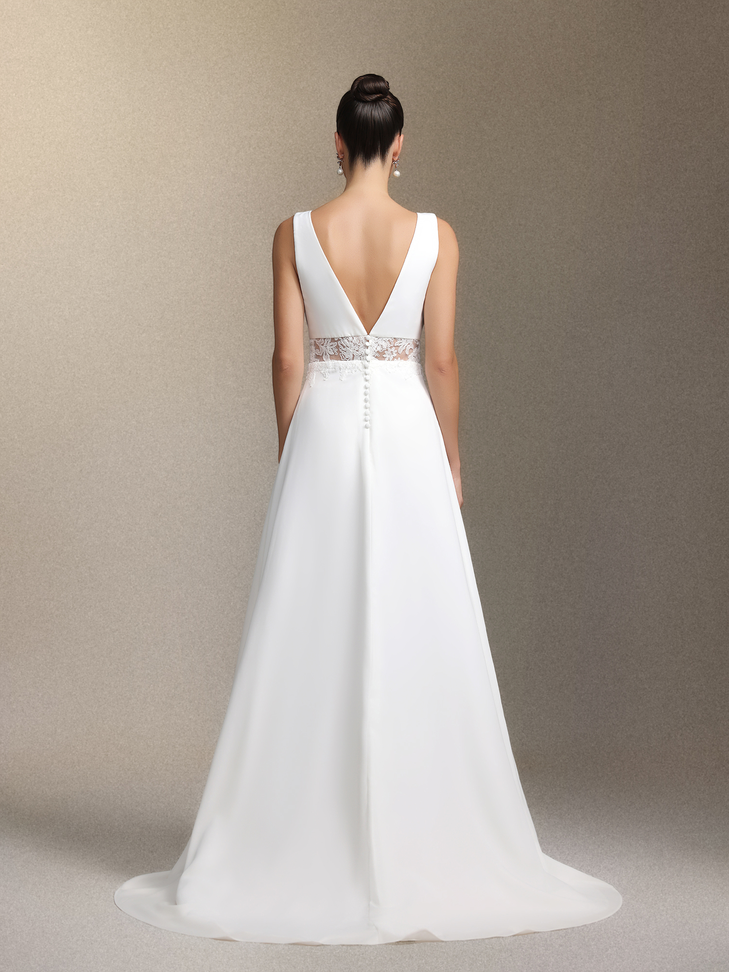 Dazie Deep V-neck sleeveless lace mesh maxi wedding dress