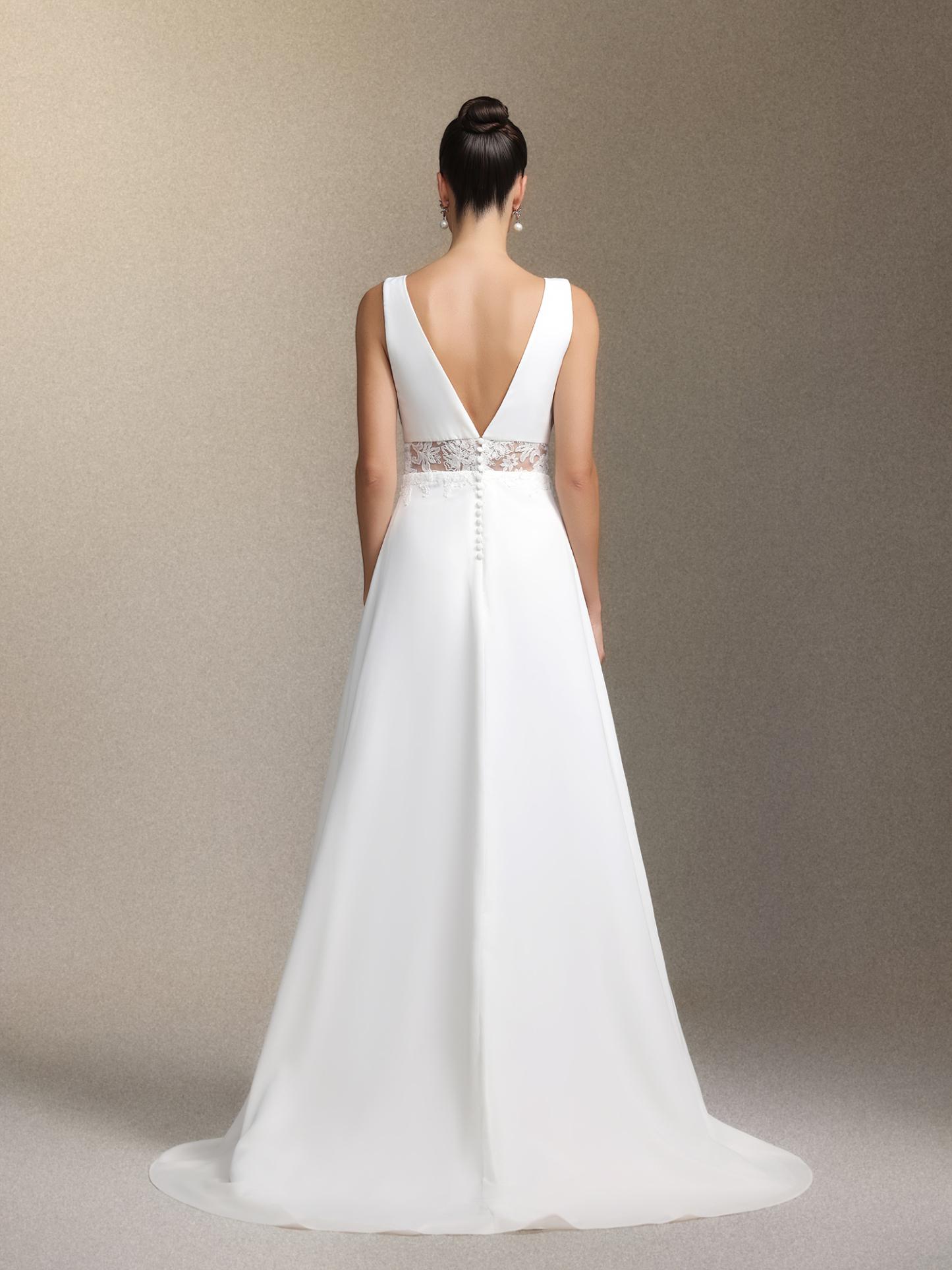 Dazie Deep V-neck sleeveless lace mesh maxi wedding dress