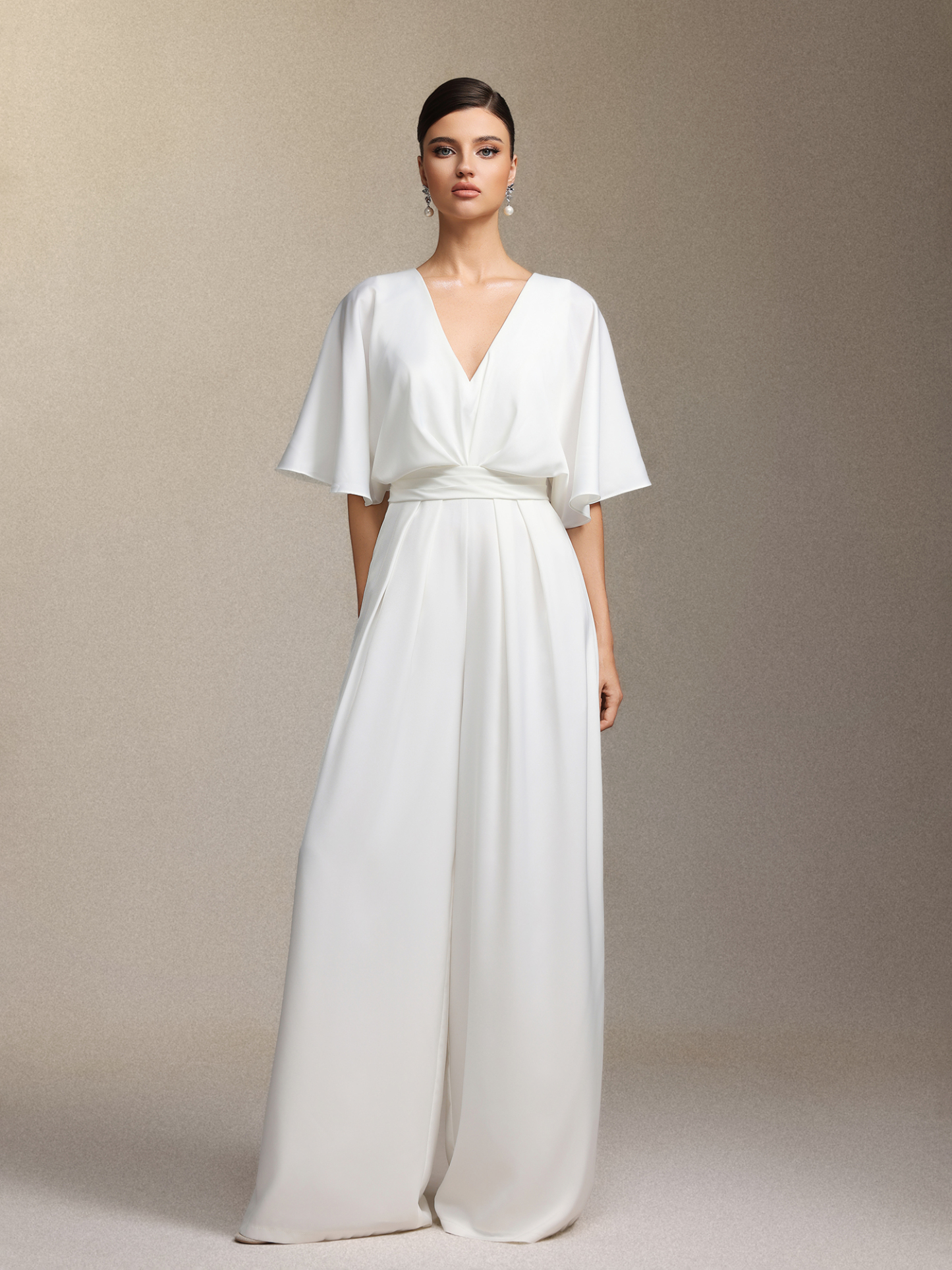 Nadine Deep V-neck mid-sleeved corset maxi dress