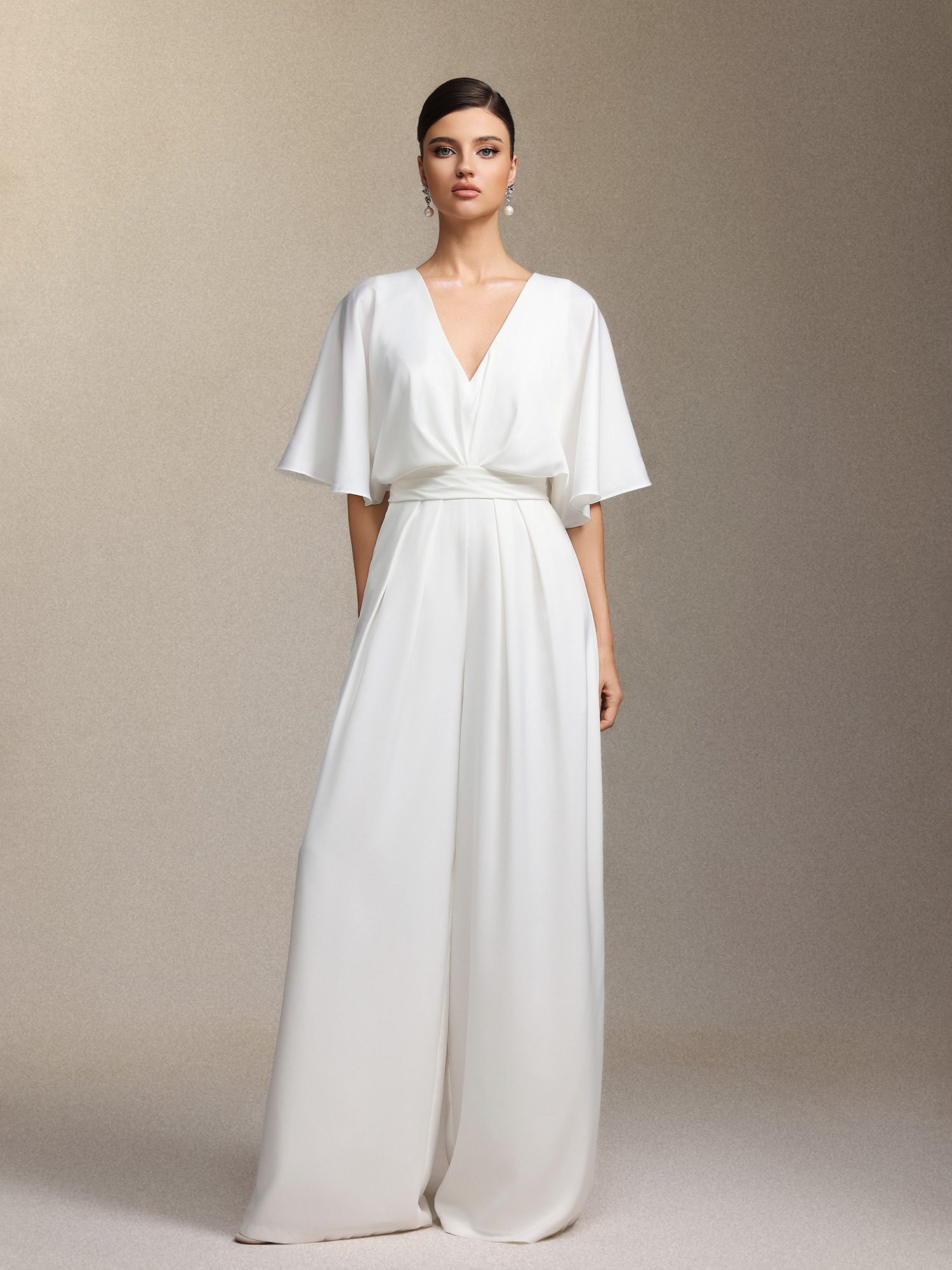 Nadine Deep V-neck mid-sleeved corset maxi dress