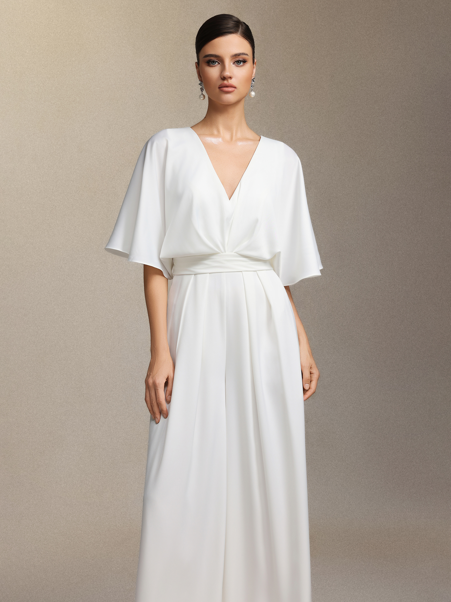 Nadine Deep V-neck mid-sleeved corset maxi dress