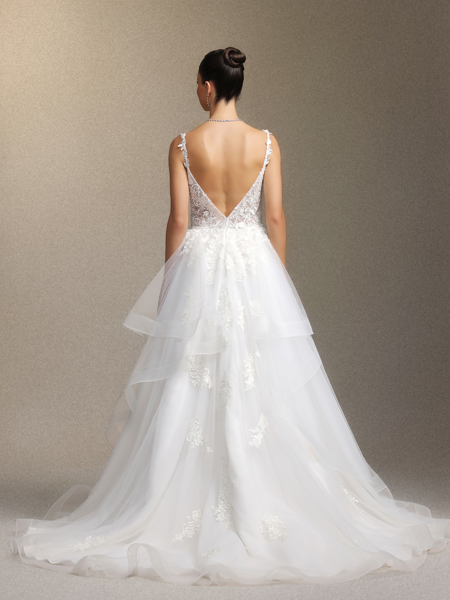 Fanya Deep V-neck lace long wedding dress