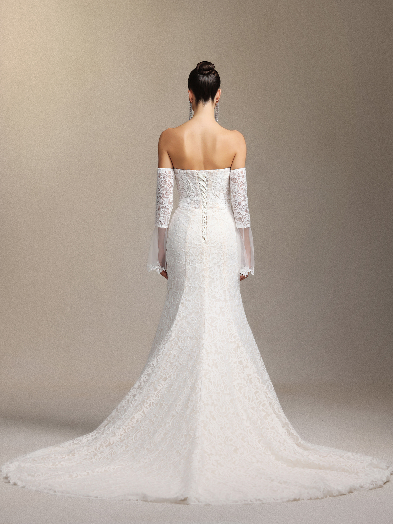 Lumo Lace slimming strapless fishtail maxi wedding dress