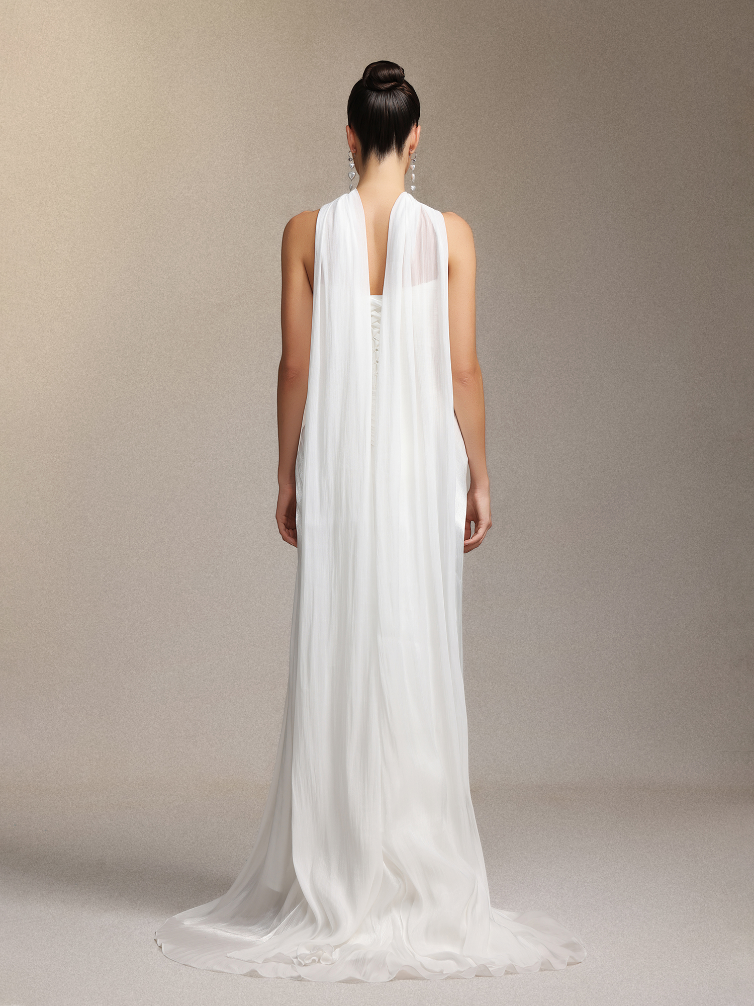 Verdad Pleated strapless maxi wedding dress