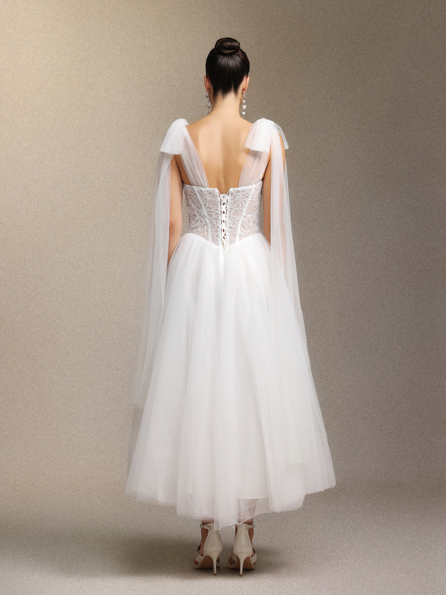 Pamela Lace chiffon midi halter dress